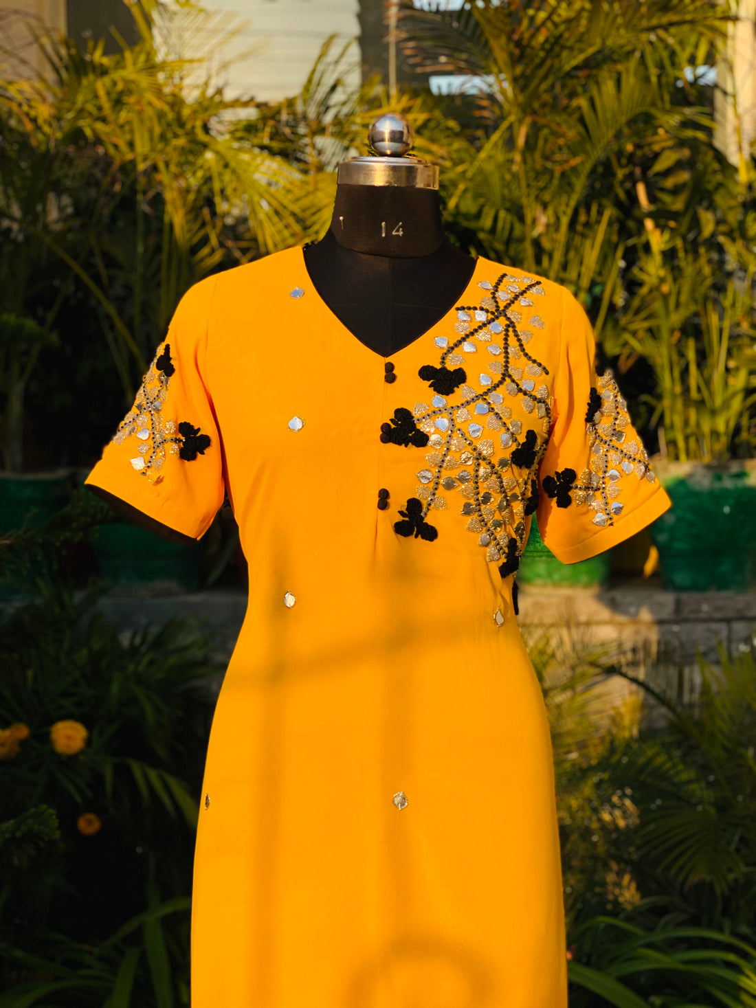 Yellow Embroidered Kurti