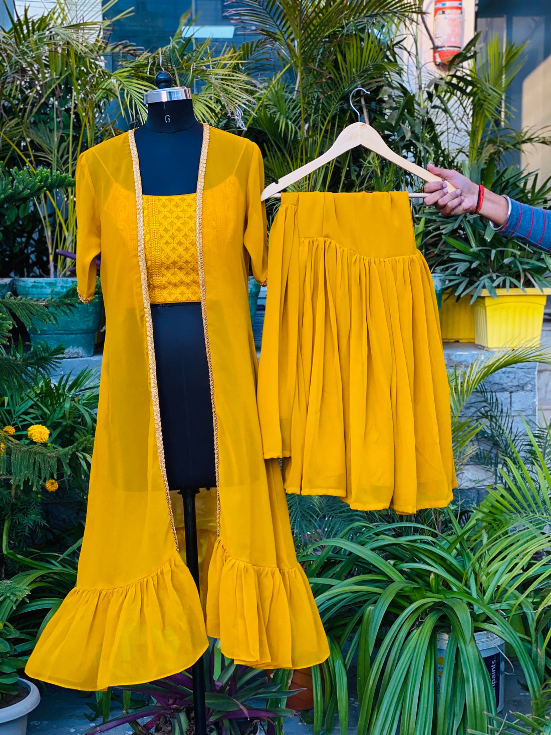 Mustard Garara Set With Shrug