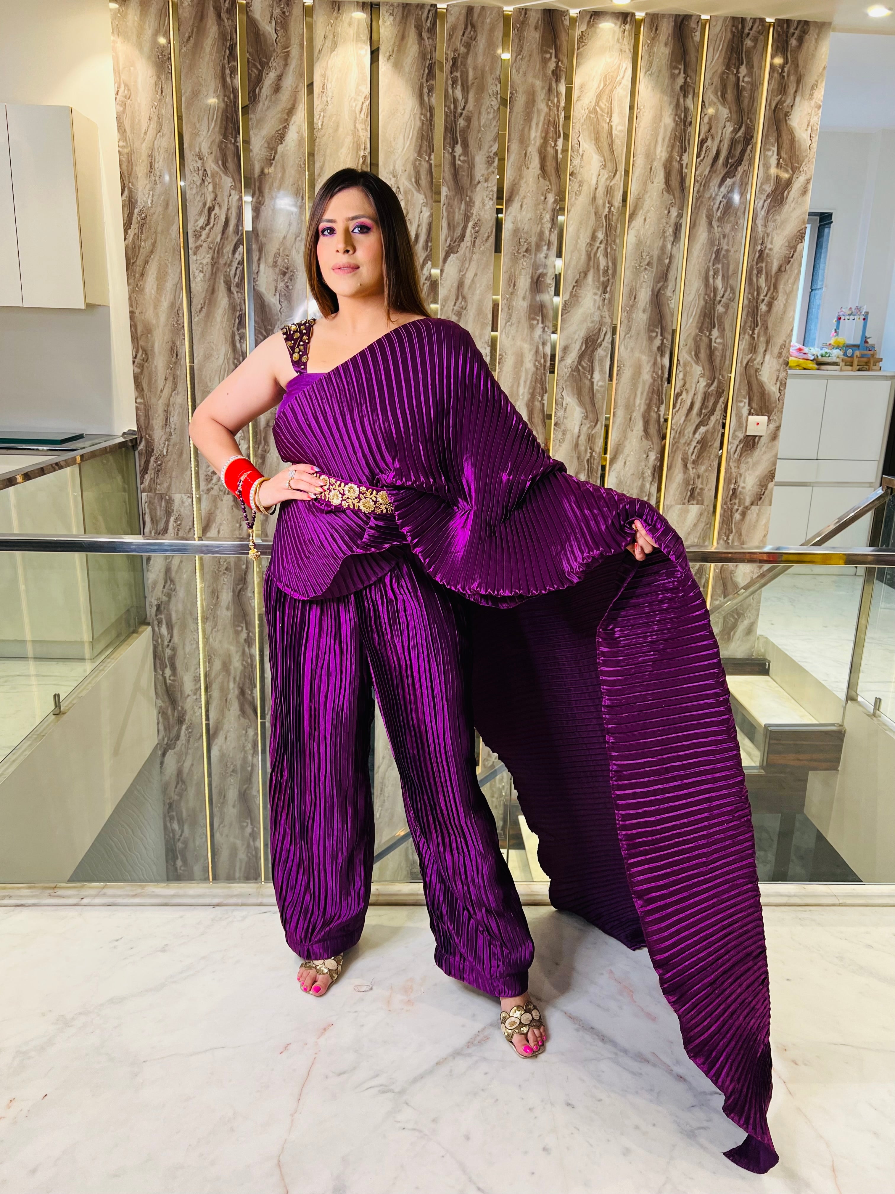 Purple Palazzo Saree