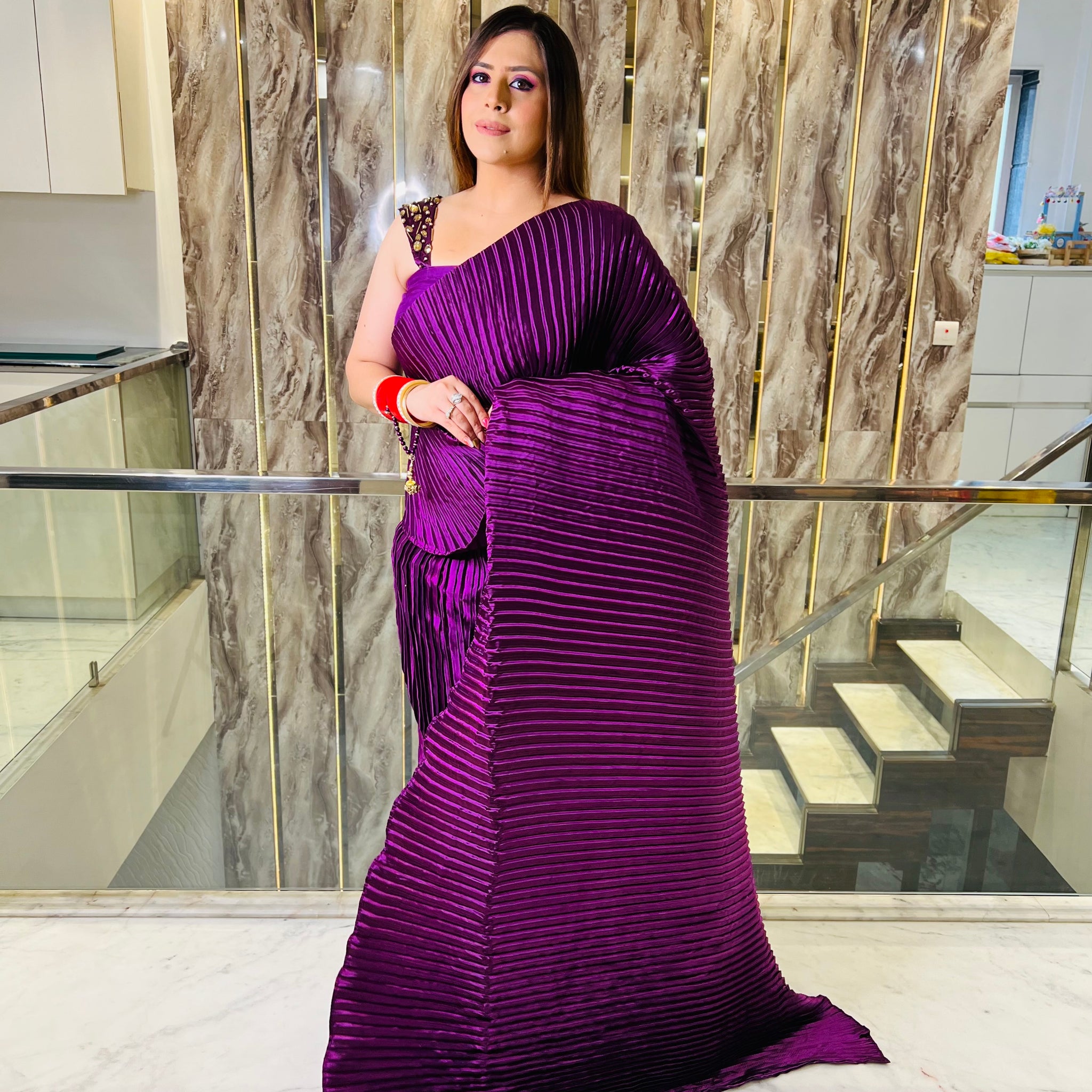 Purple Palazzo Saree