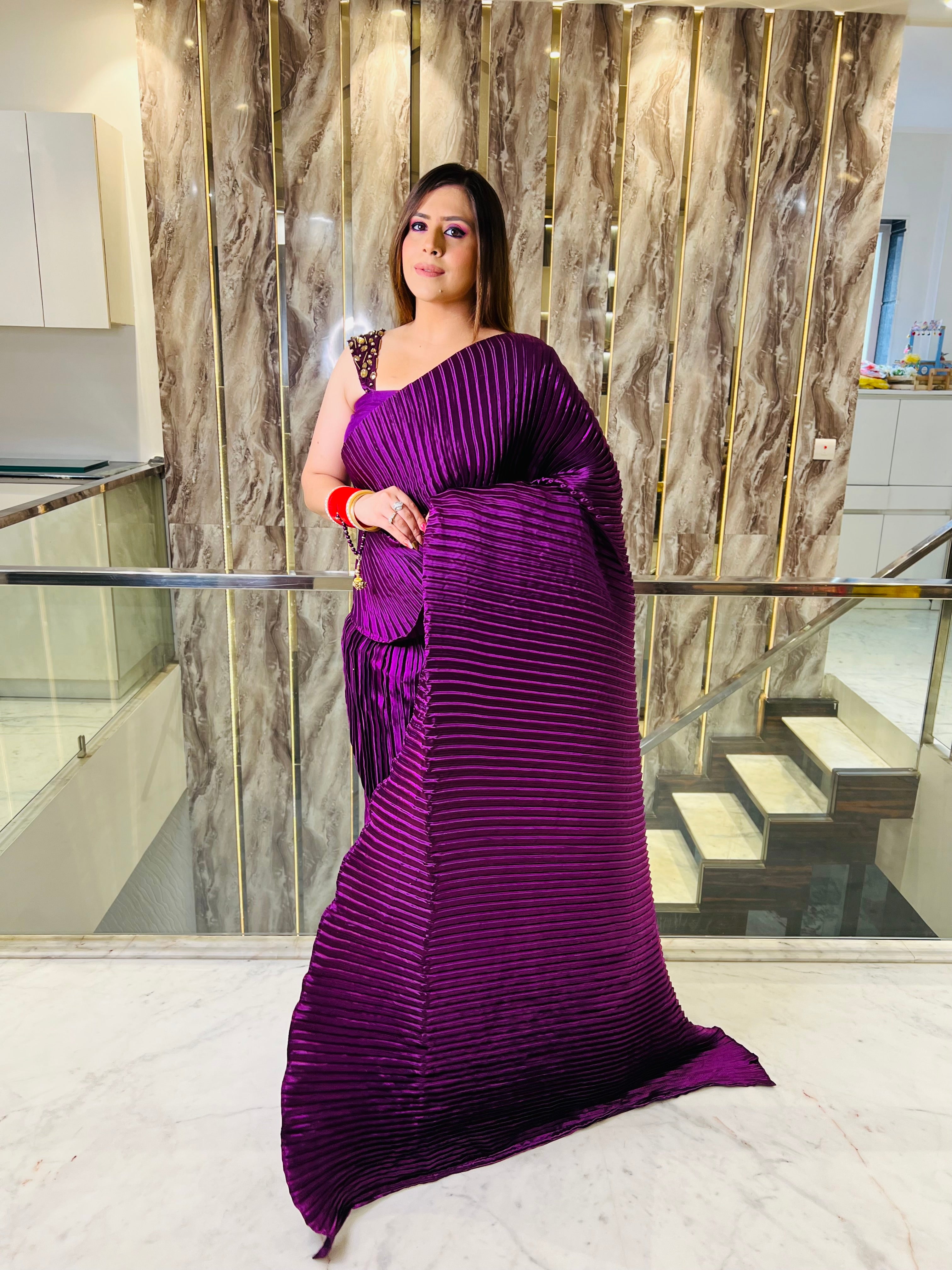 Purple Palazzo Saree