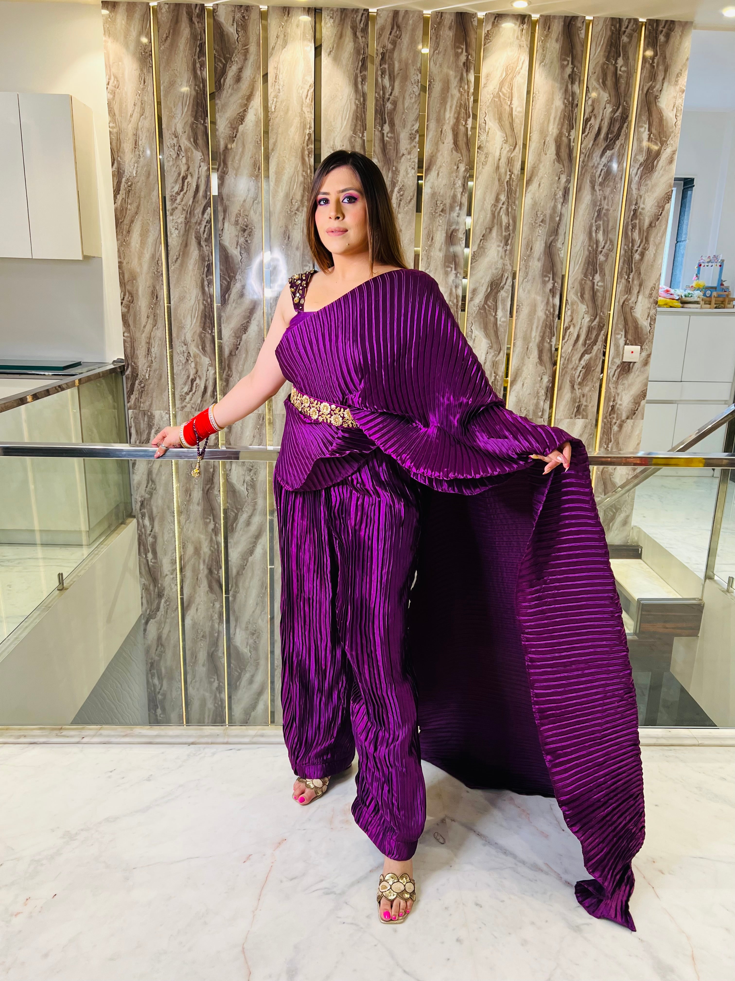 Purple Palazzo Saree