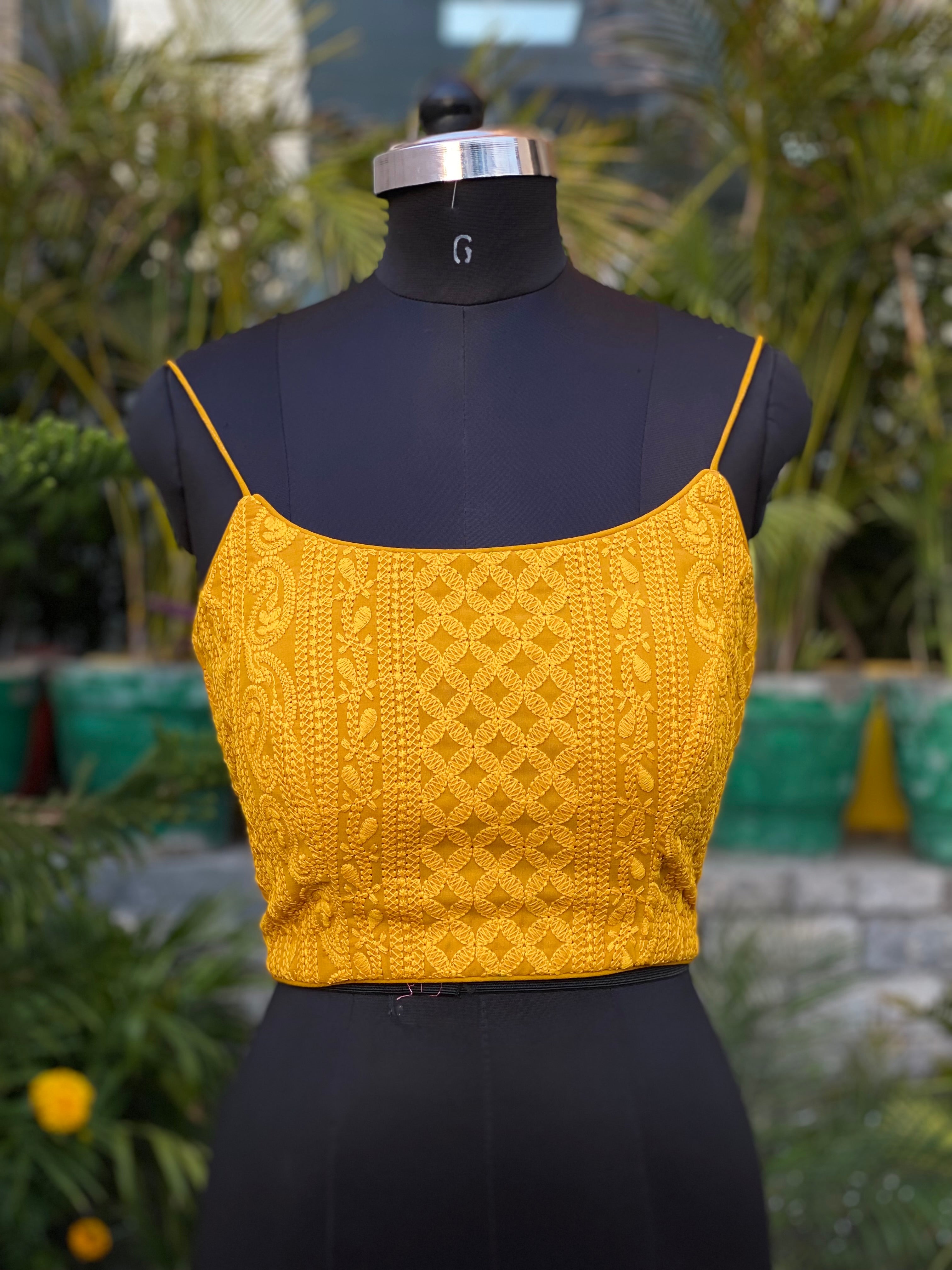 Mustard Chikankari Blouse