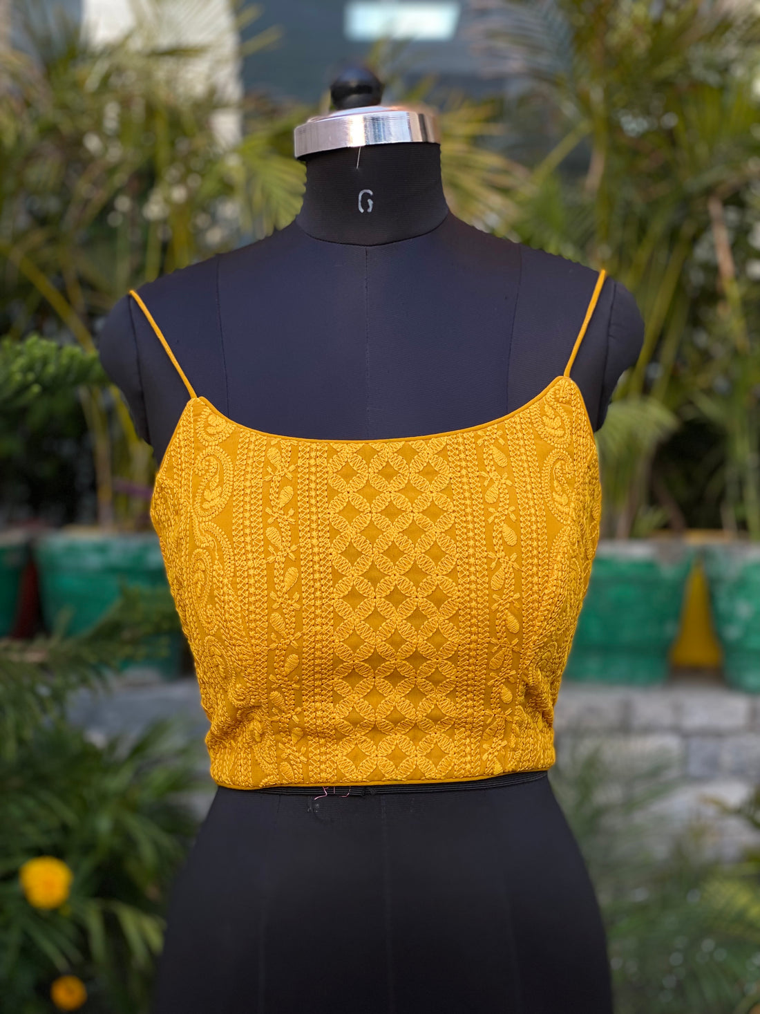 Mustard Chikankari Blouse