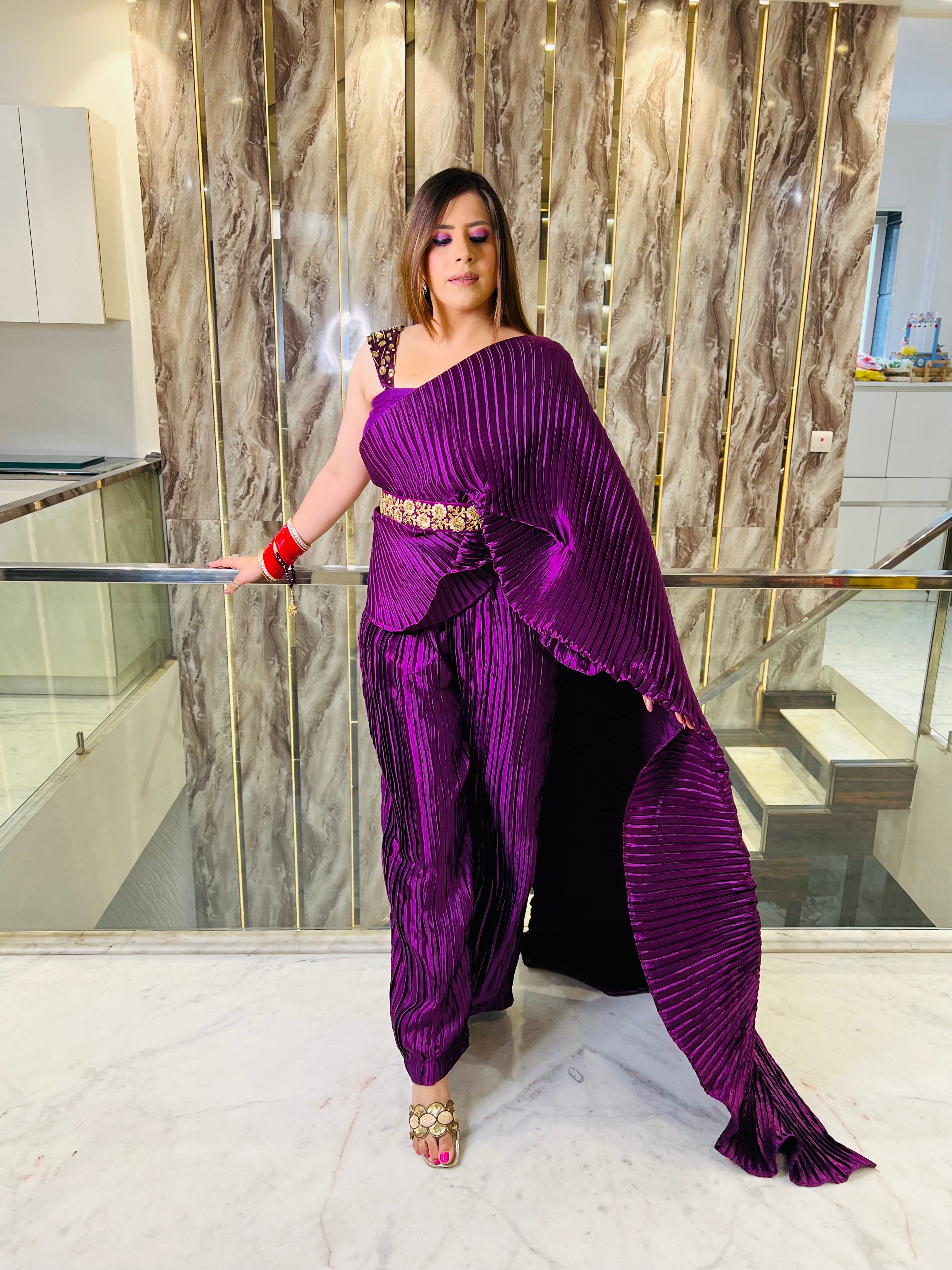 Purple Palazzo Saree