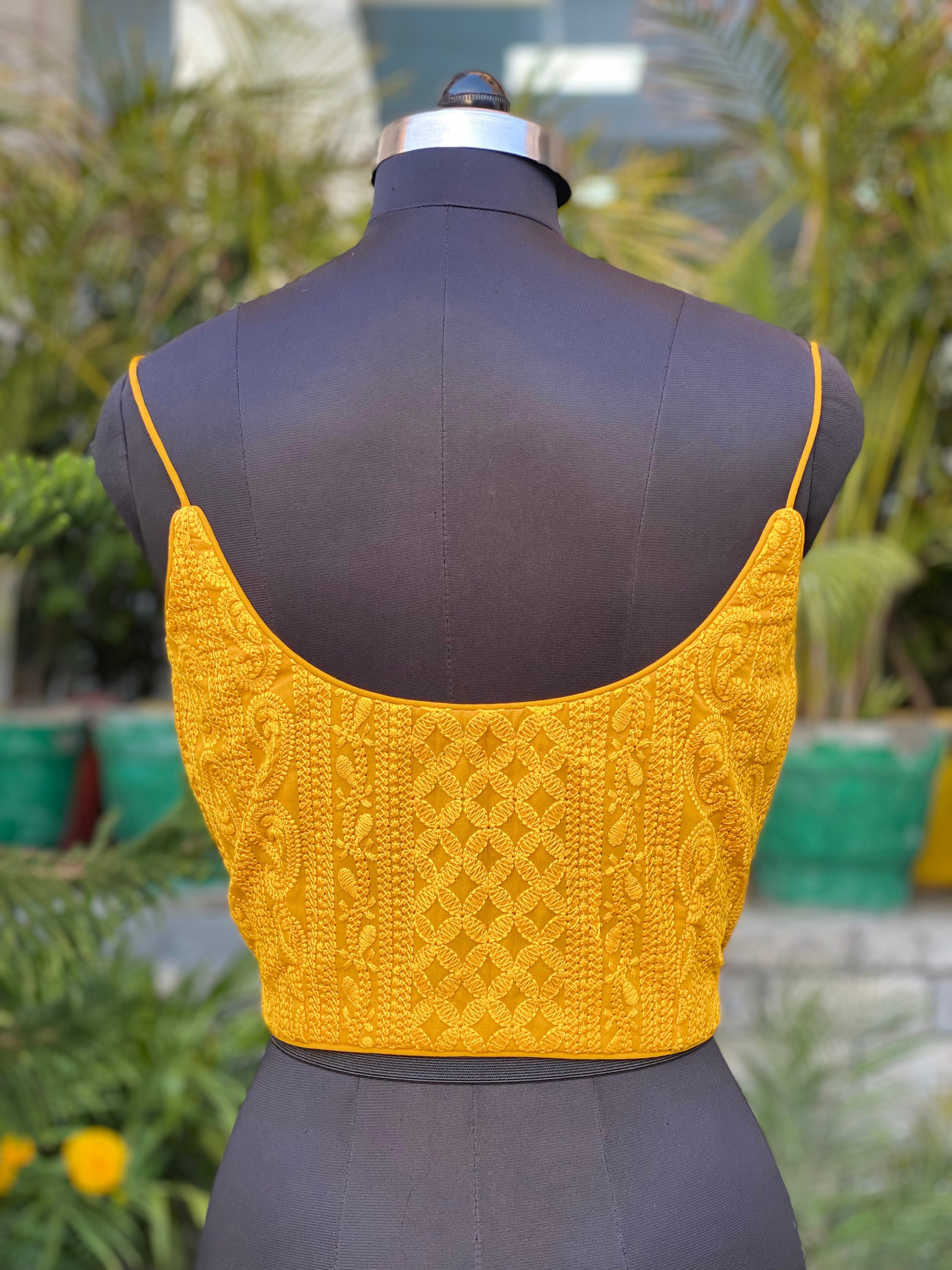 Mustard Chikankari Blouse