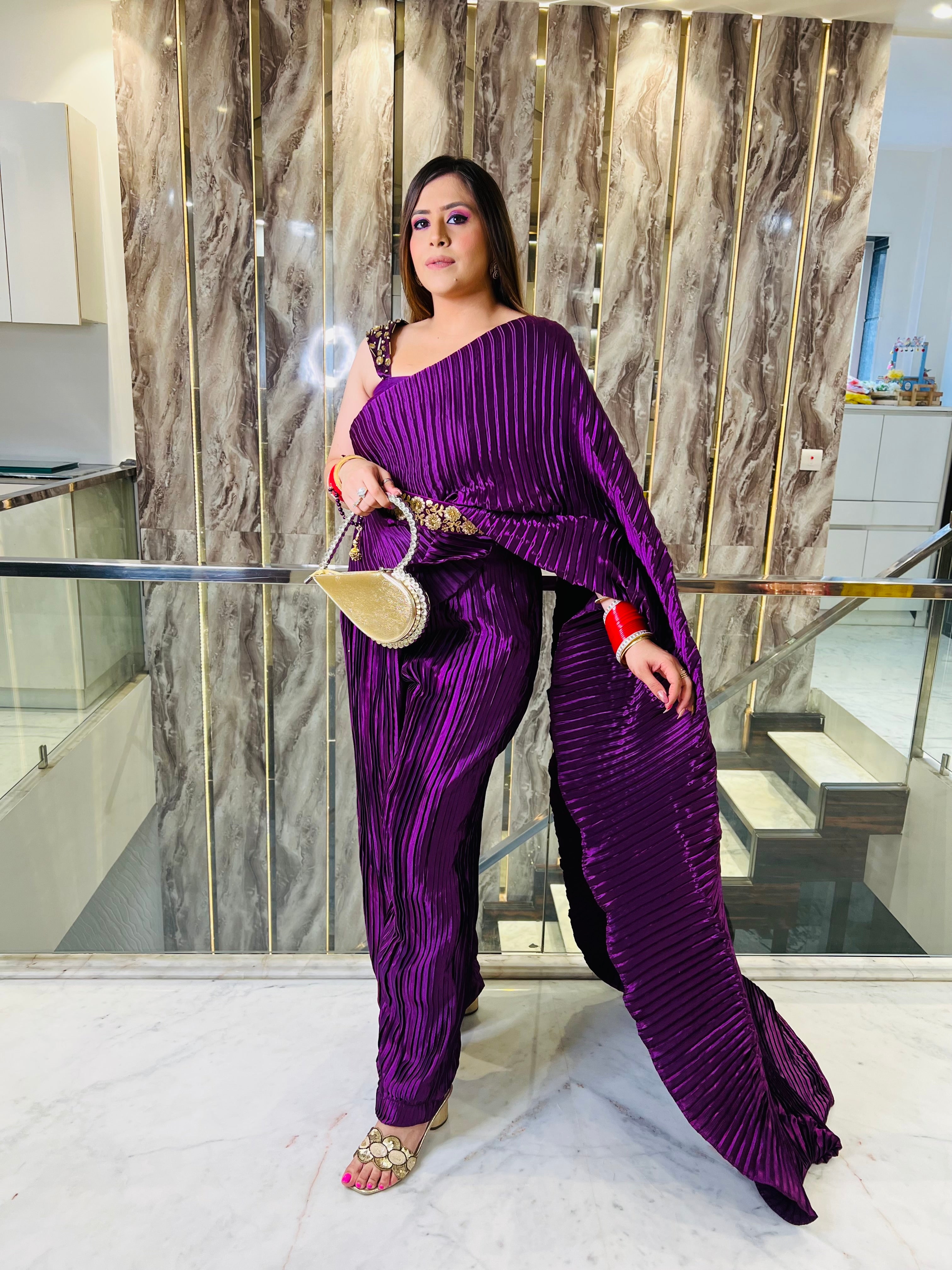 Purple Palazzo Saree