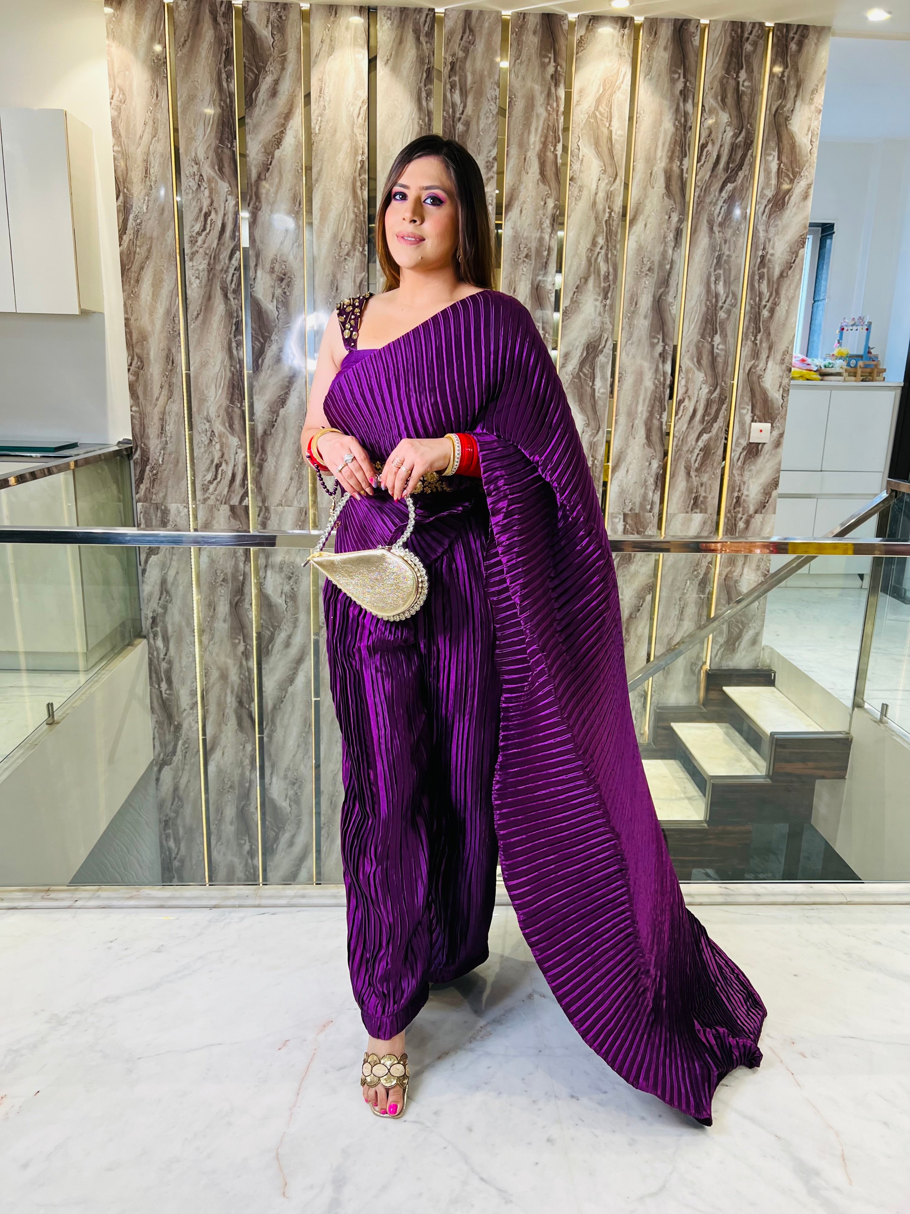 Purple Palazzo Saree