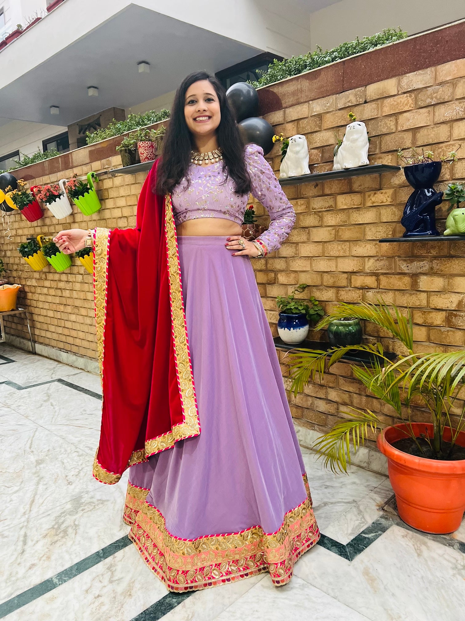 Lilac Lohri Lehenga