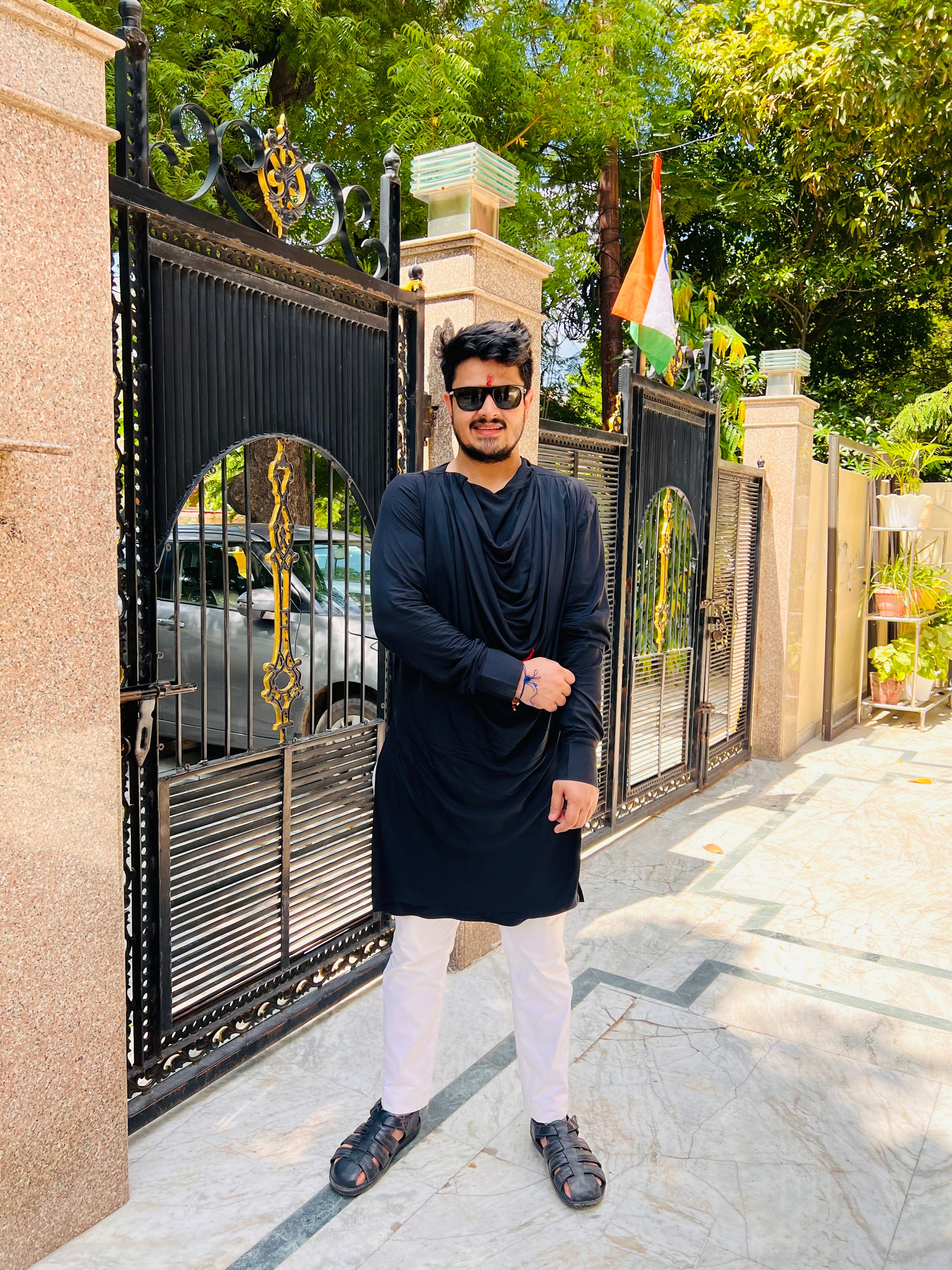 Menswear Black Drape Kurta