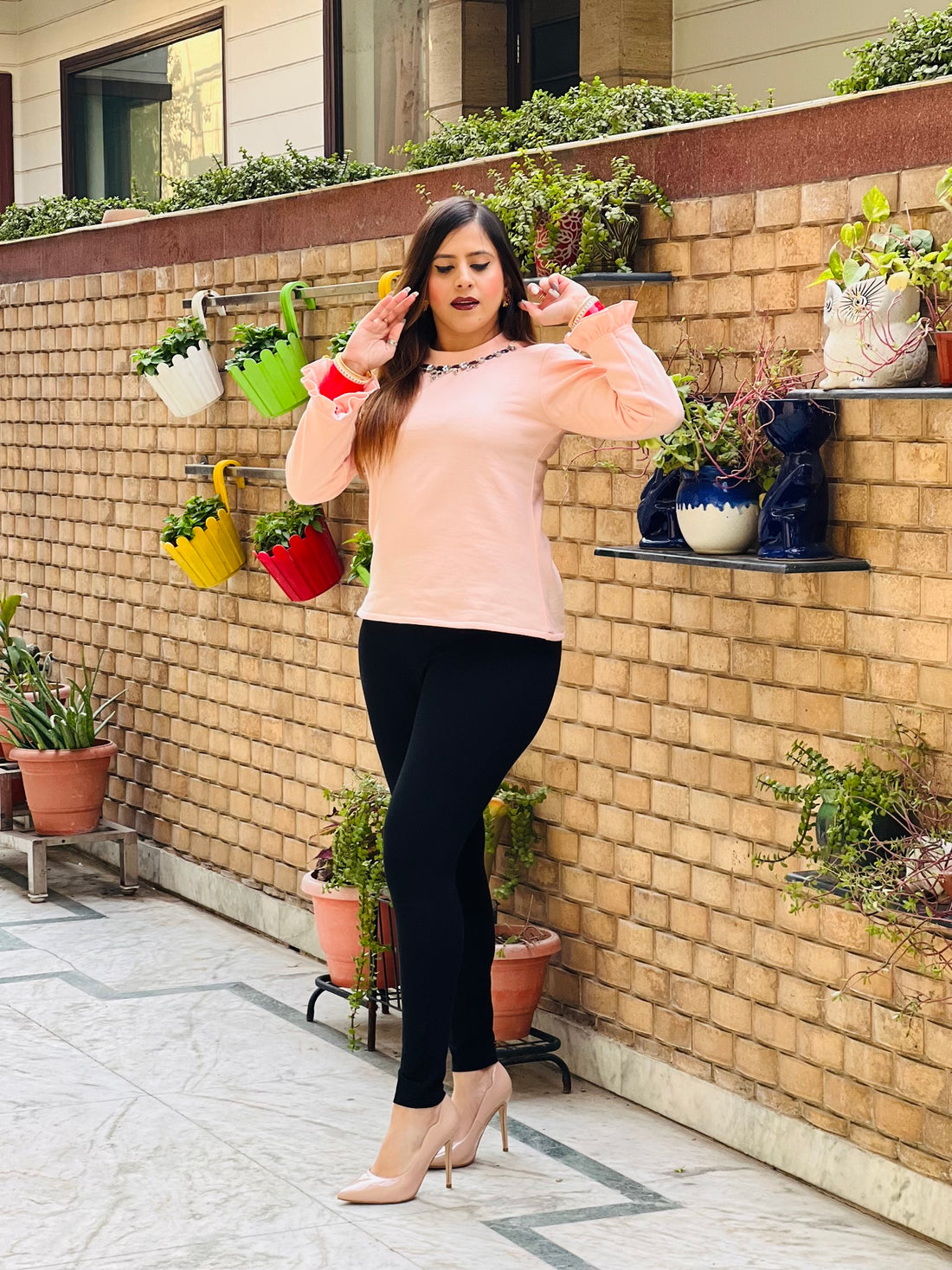 Peach Embroidered Top