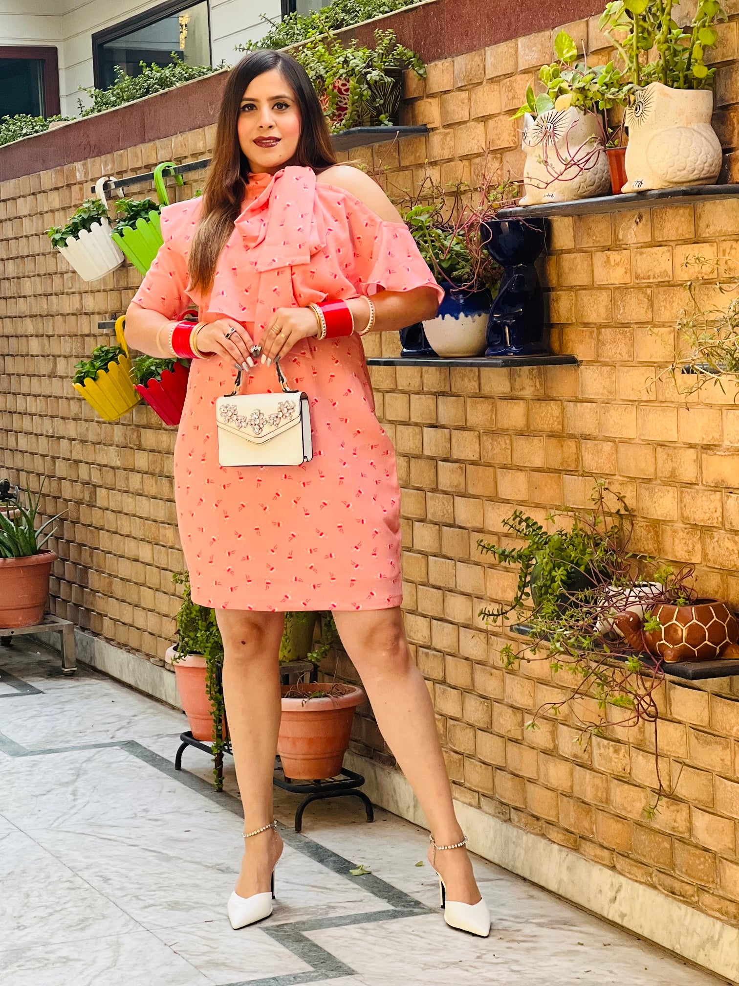 Peach Flamingo Dress