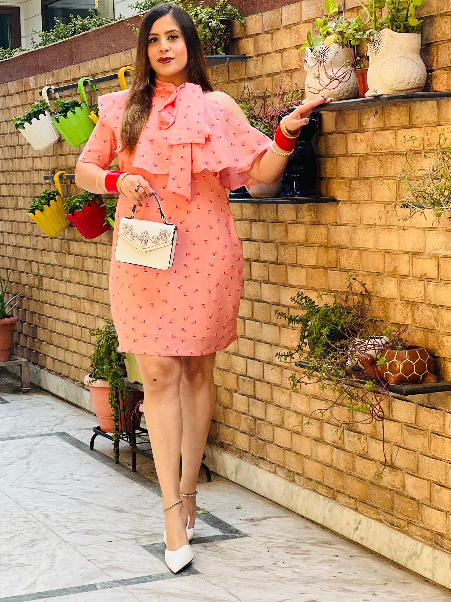 Peach Flamingo Dress