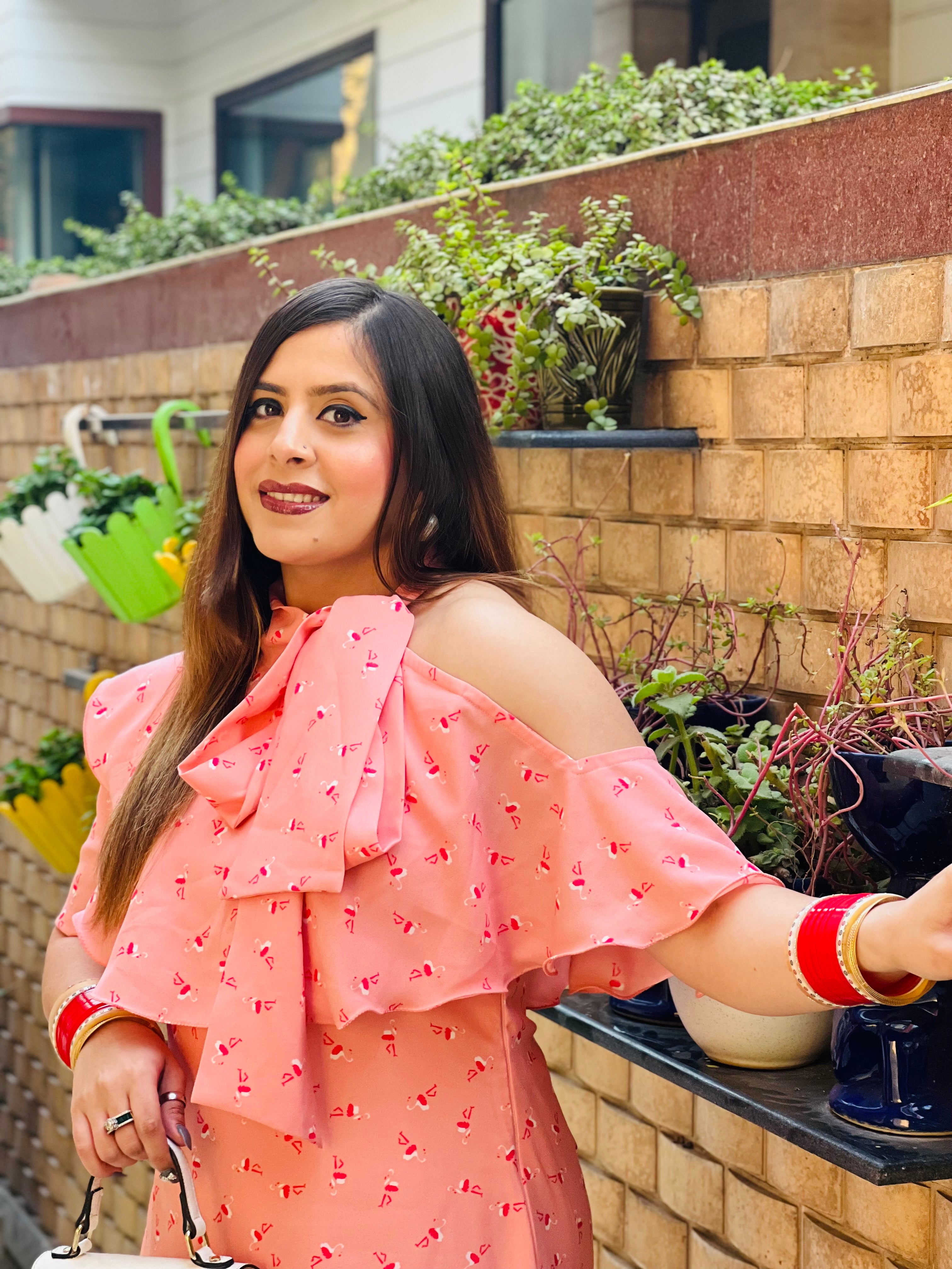 Peach Flamingo Dress