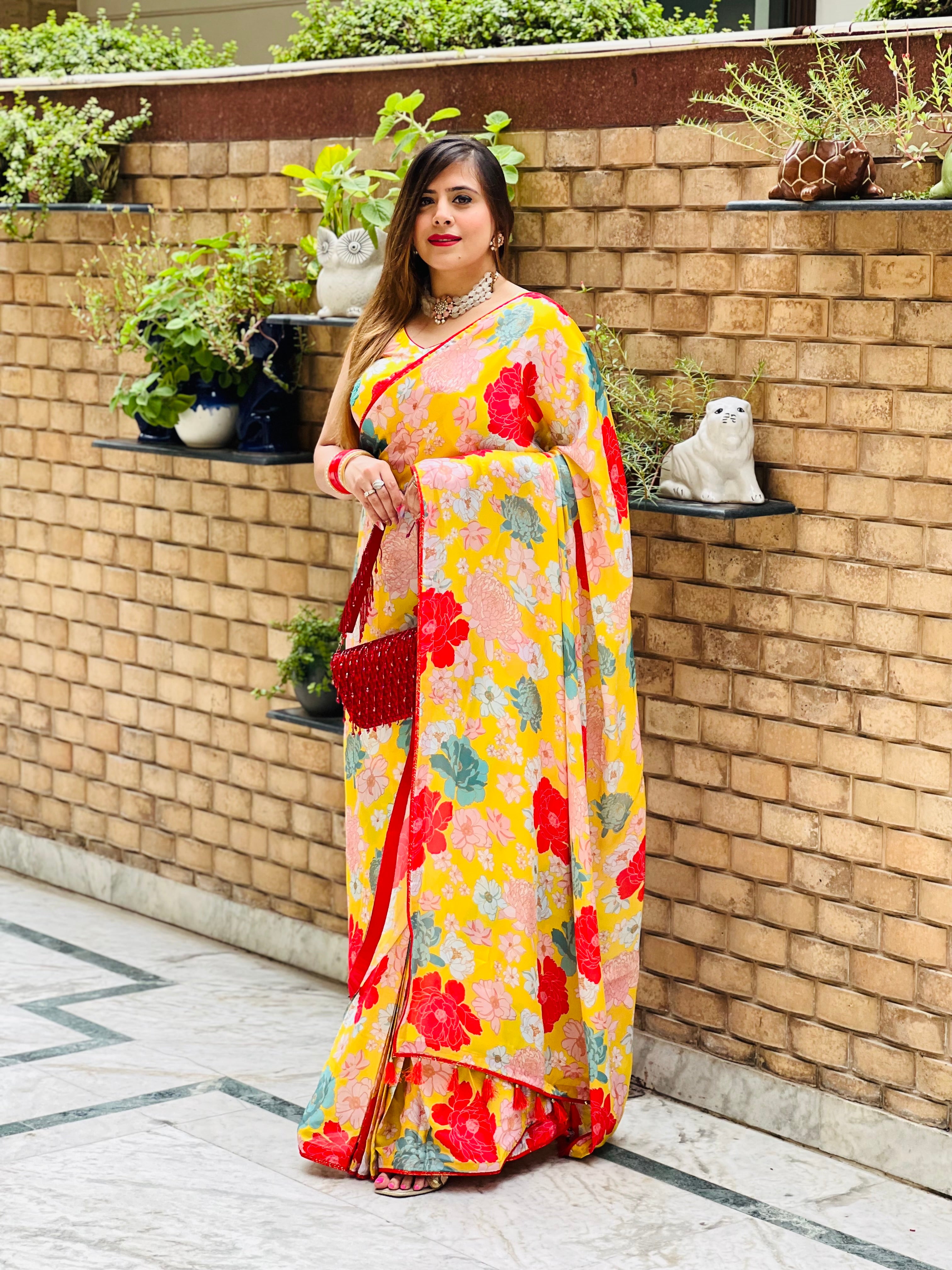 Yellow Floral Saree