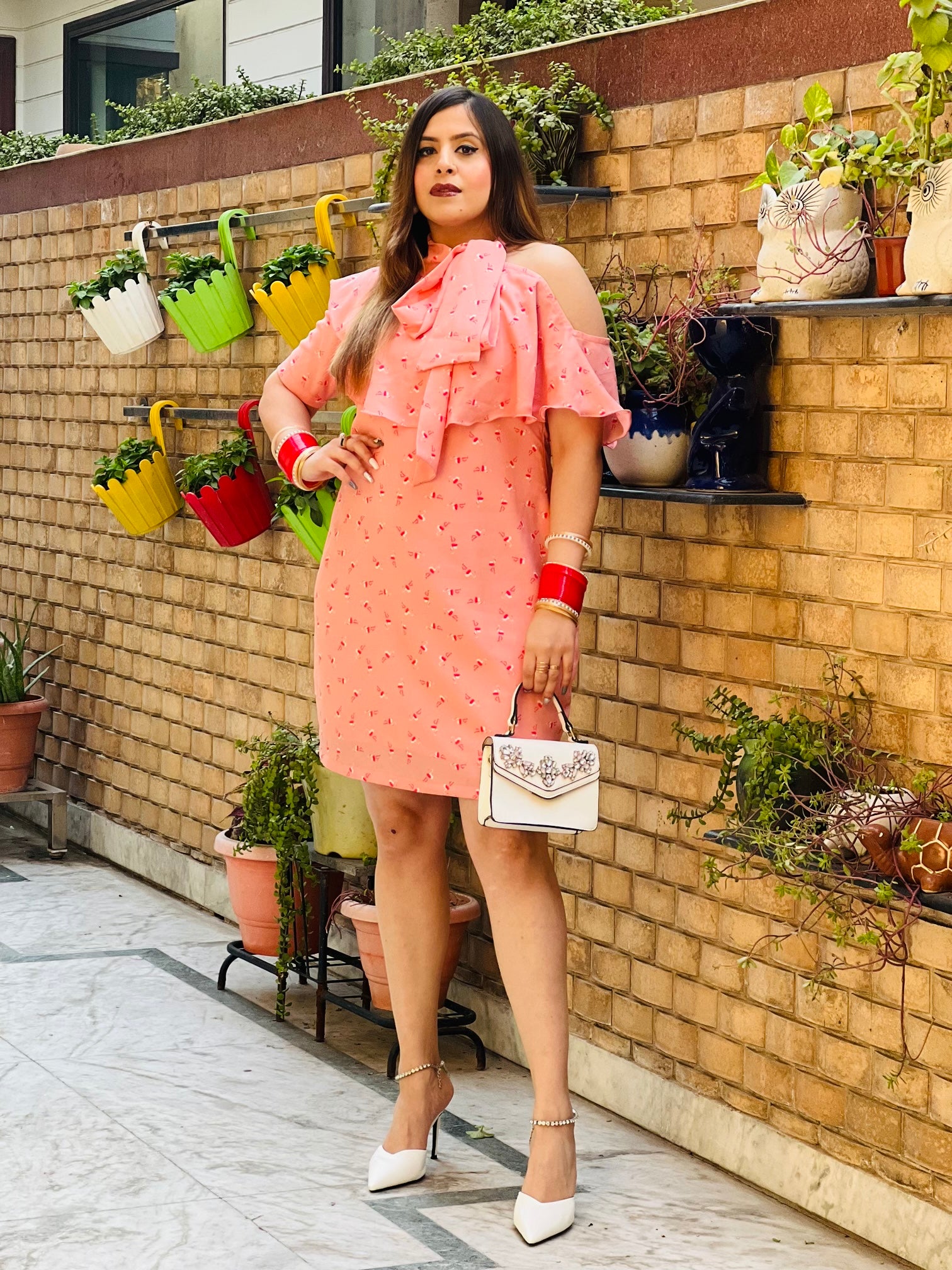 Peach Flamingo Dress