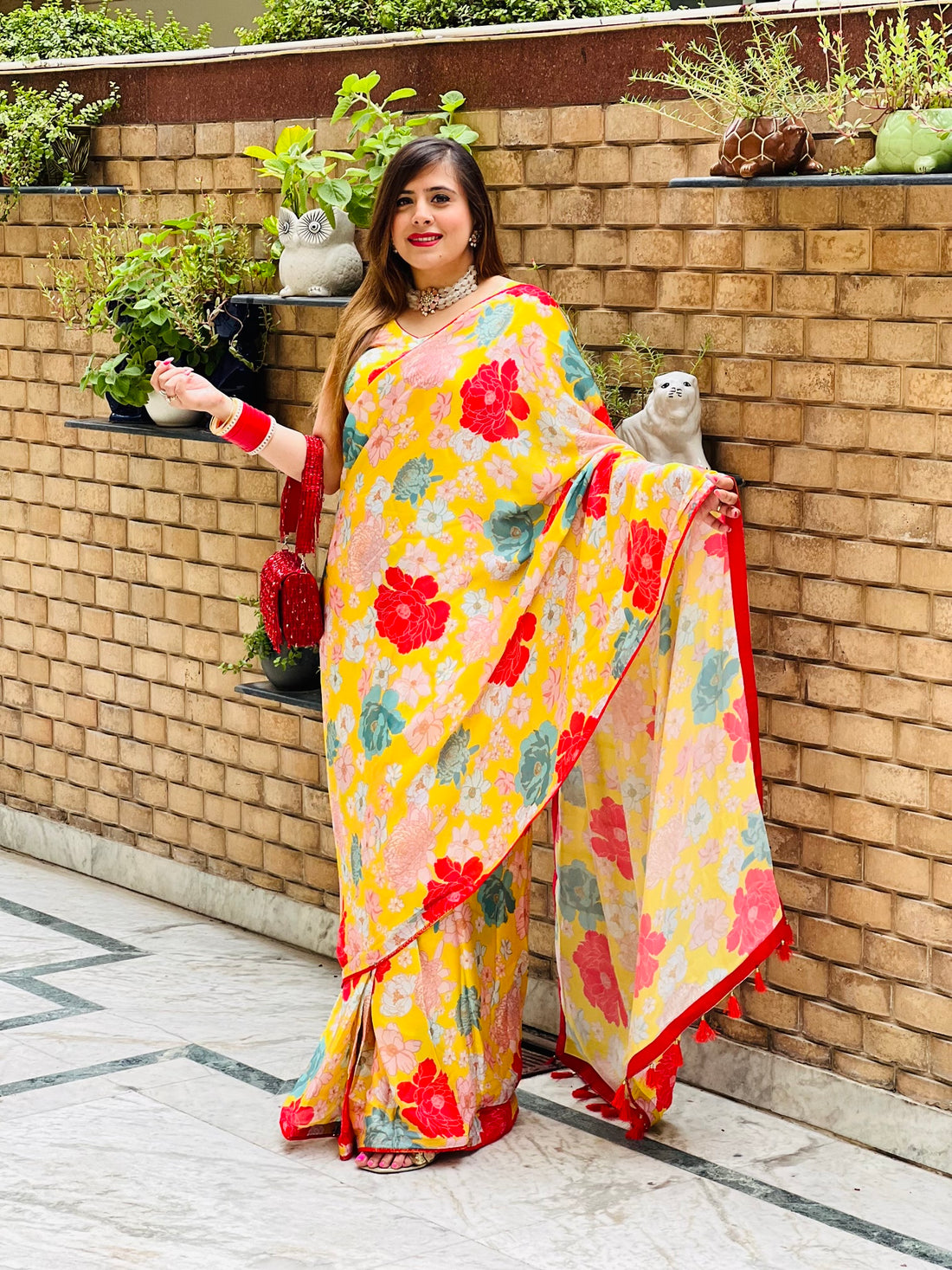 Yellow Floral Saree