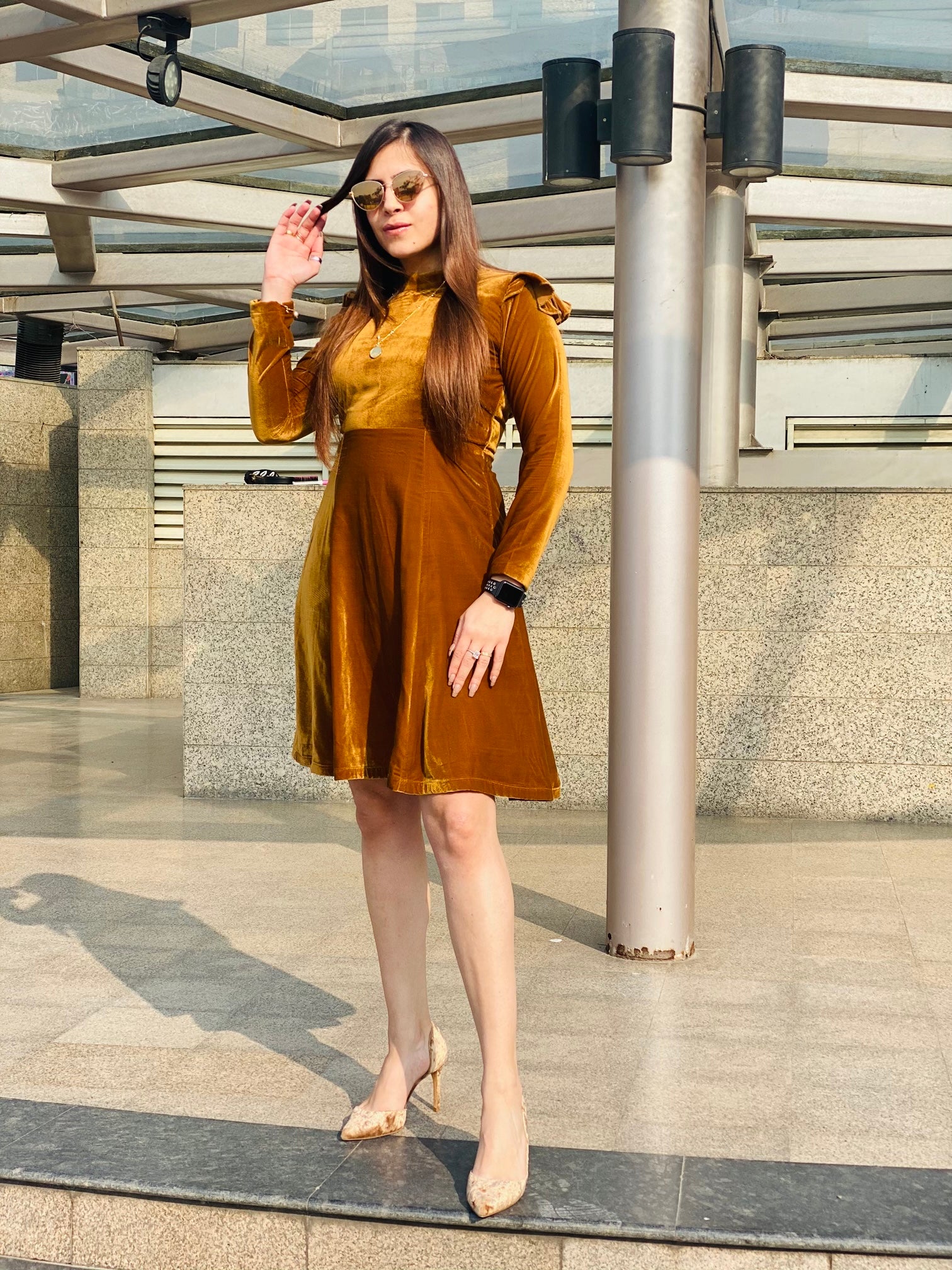 Brown Velvet Dress