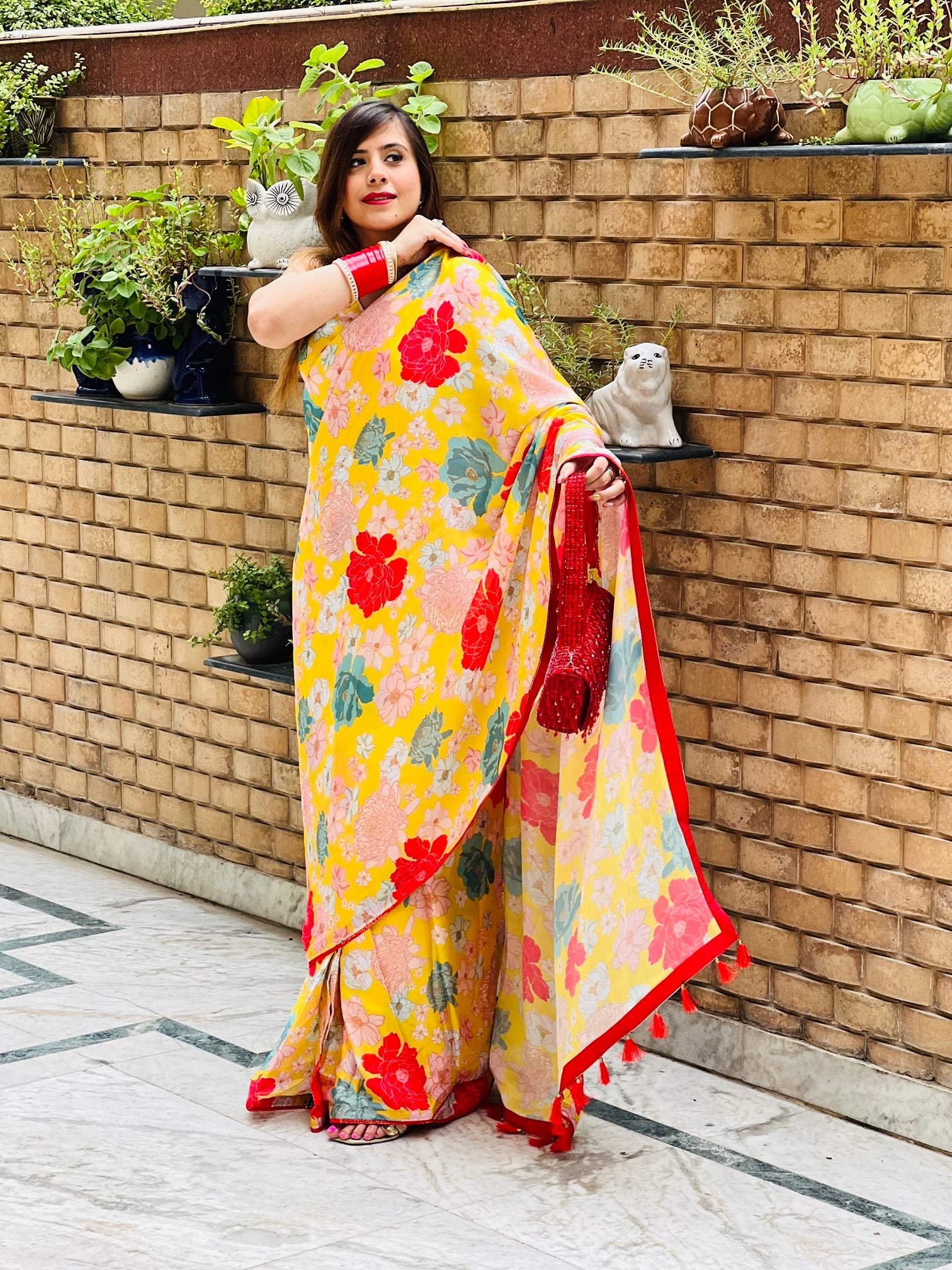 Yellow Floral Saree