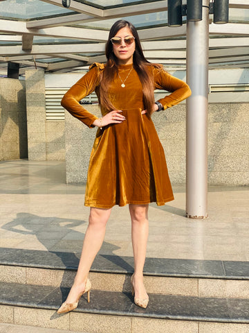 Brown Velvet Dress
