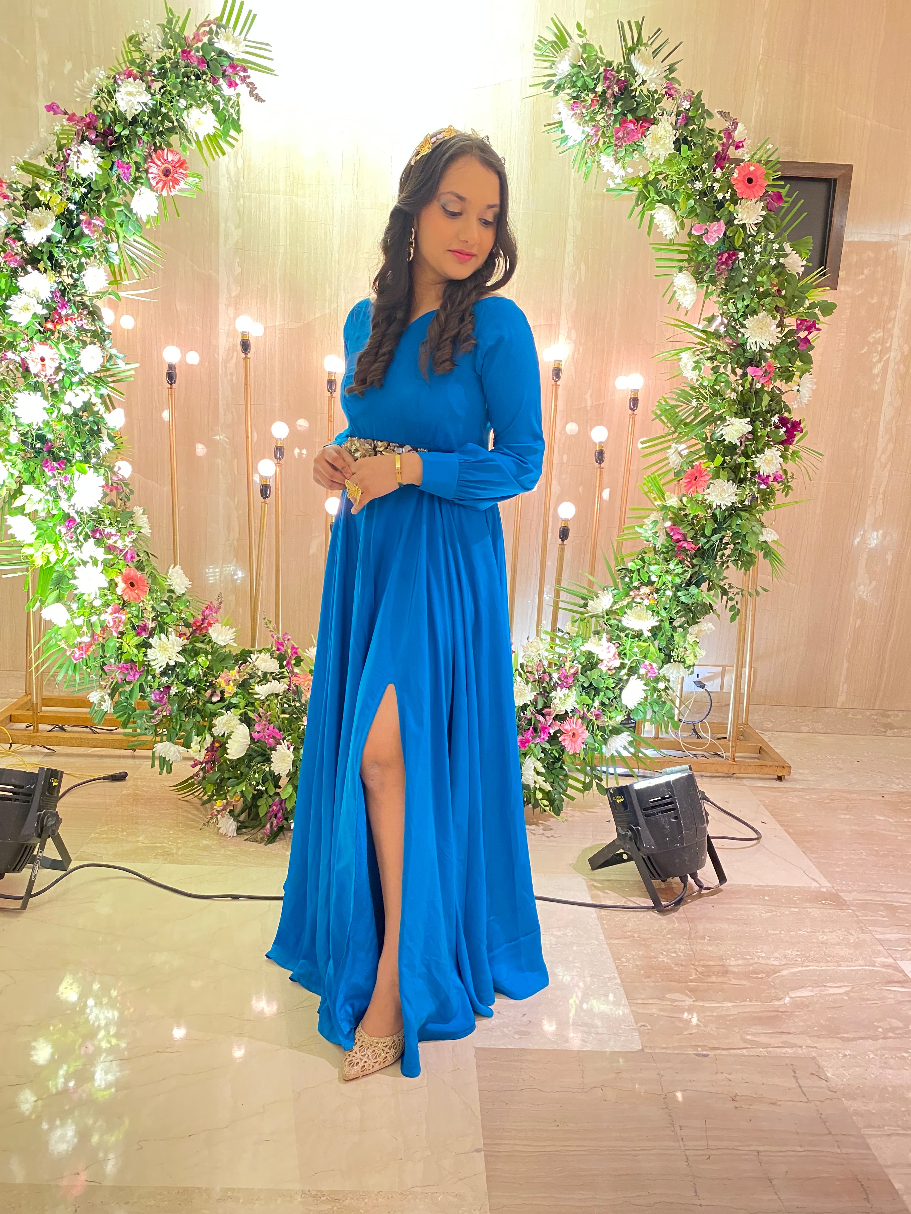 Royal Blue Slit Gown