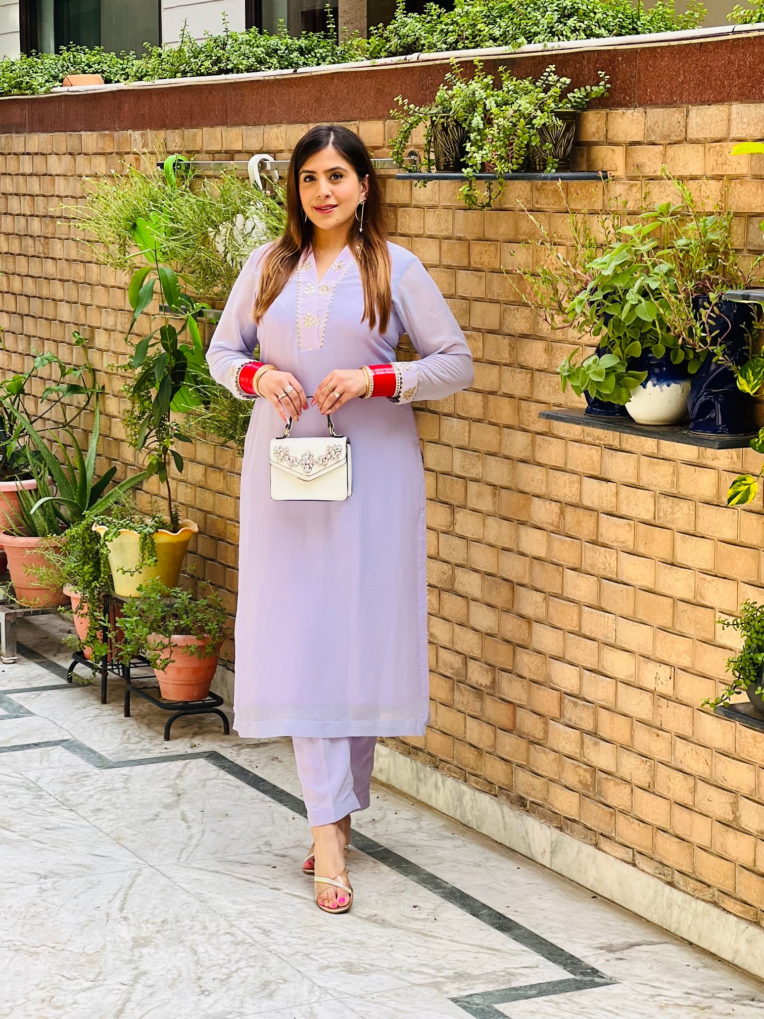 Lilac Embroidered Suit