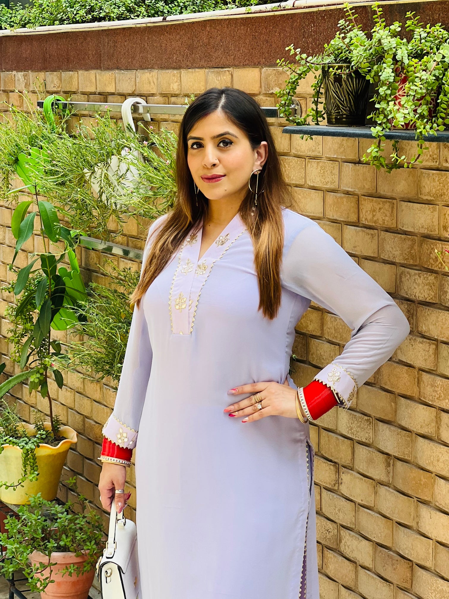 Lilac Embroidered Suit