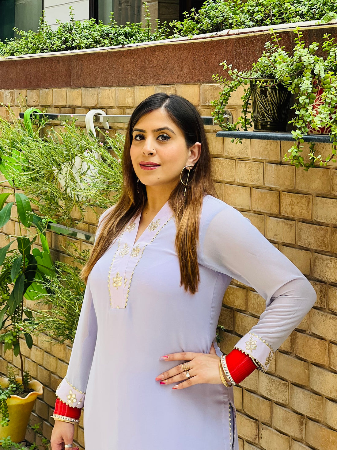 Lilac Embroidered Suit