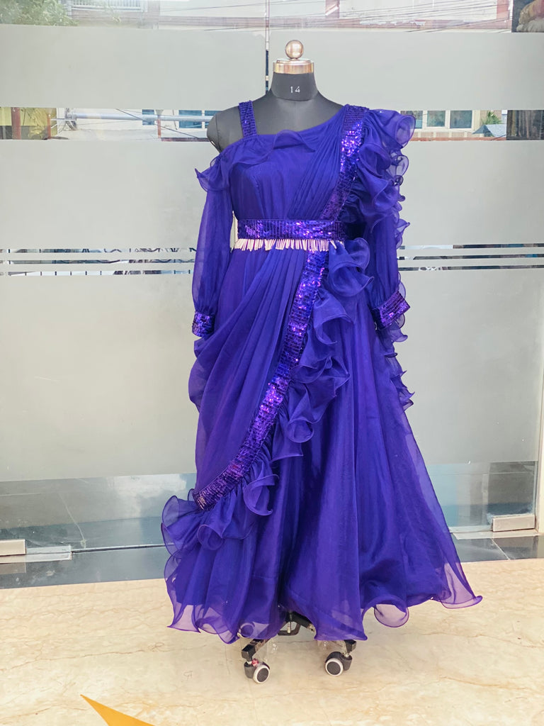 Purple Drape Saree Gown