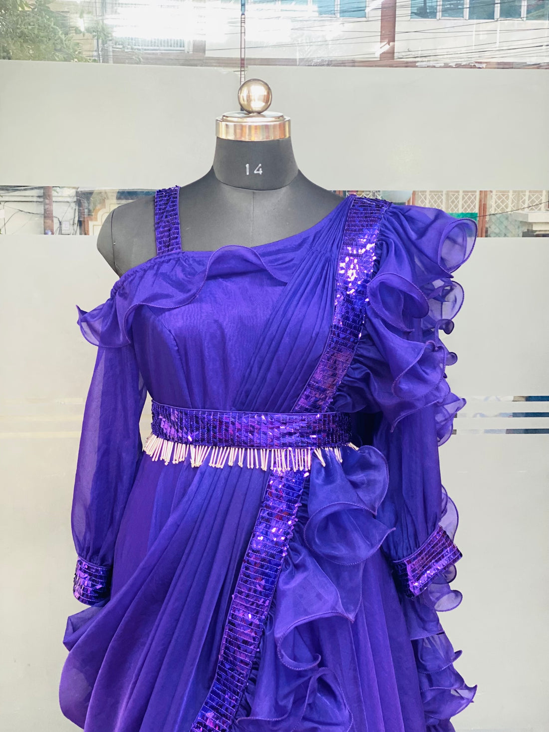 Purple Drape Saree Gown
