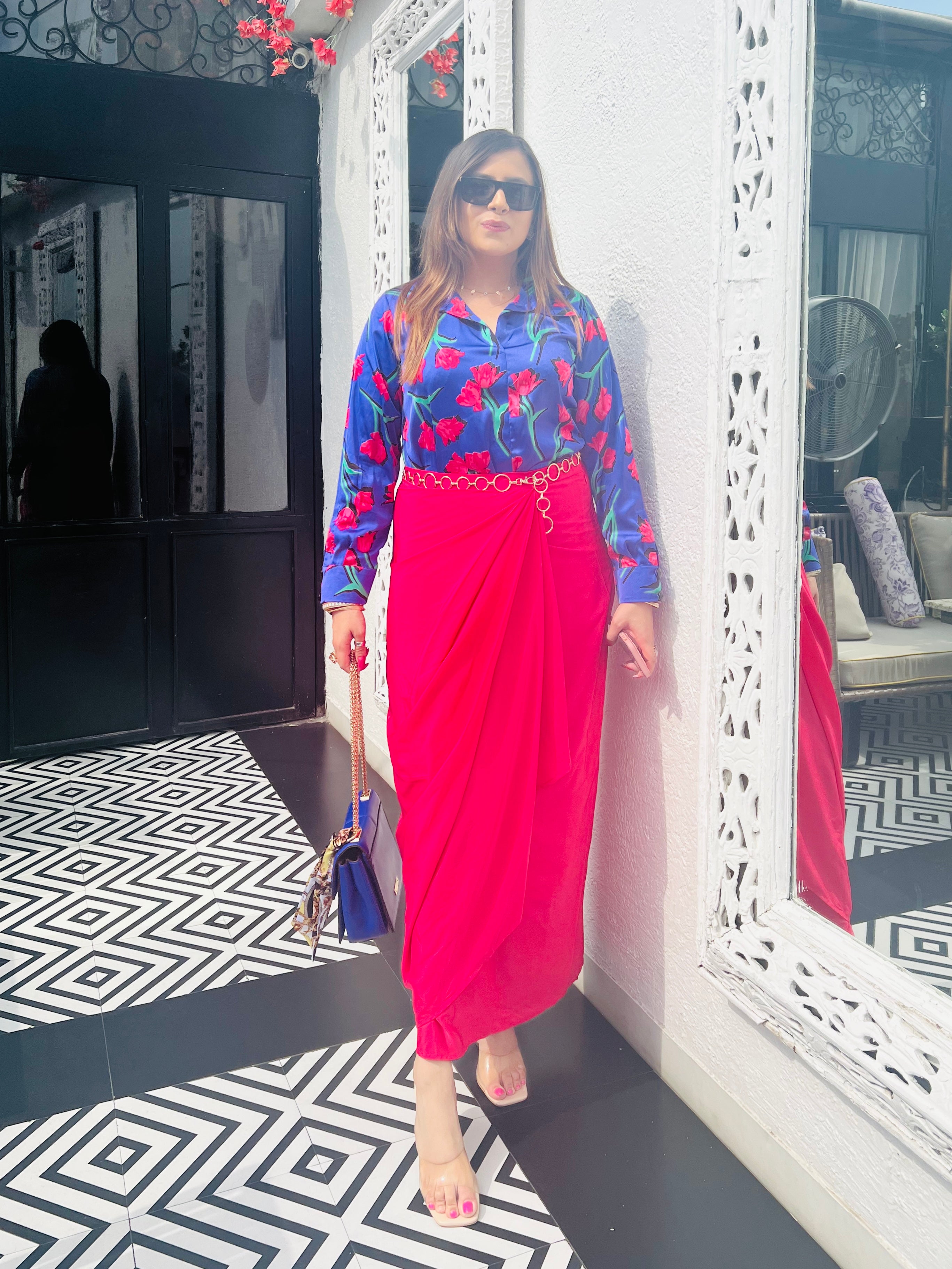 Hot Pink Drape Skirt