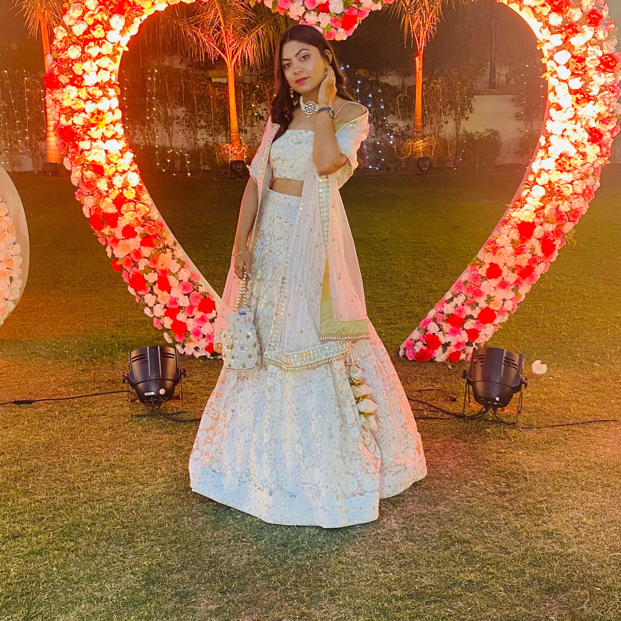 White Chikankari Embroidered Lehenga