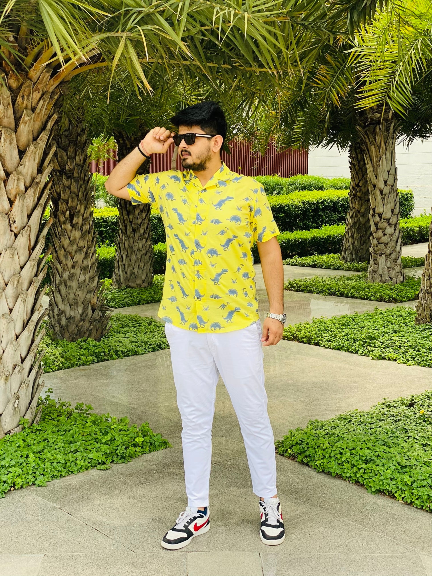 Menswear Yellow Dinosaur Shirt