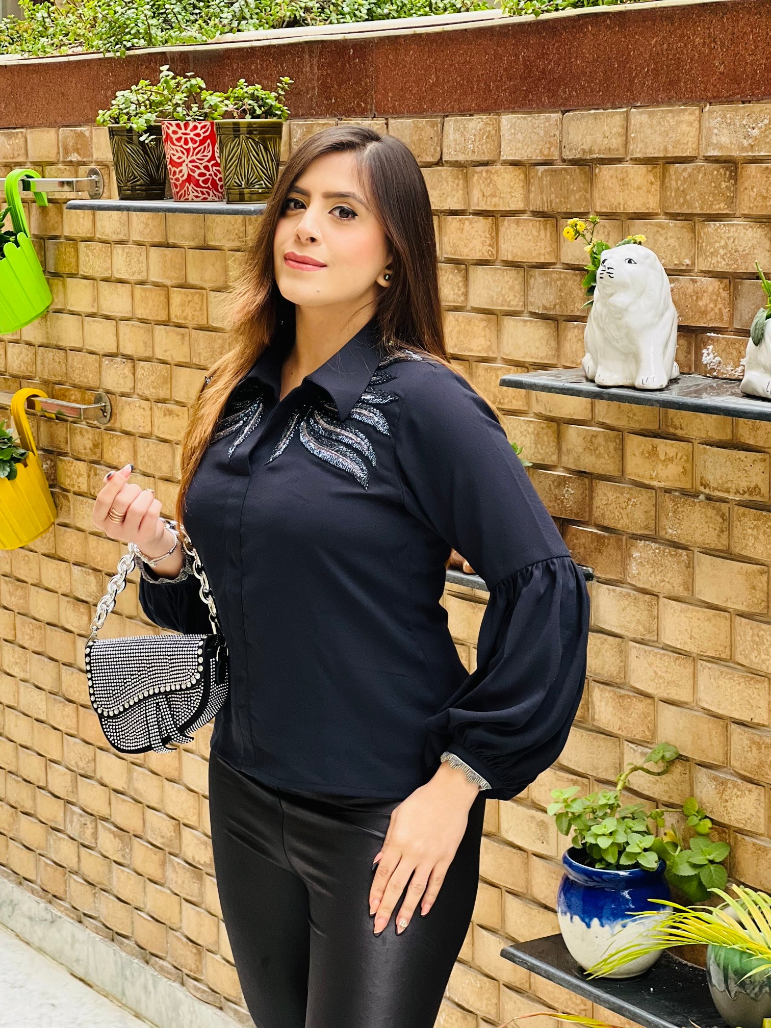 Black Embroidered Shirt