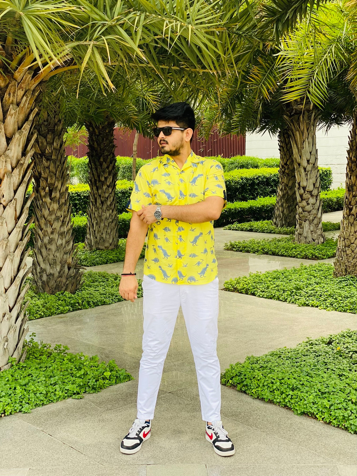 Menswear Yellow Dinosaur Shirt