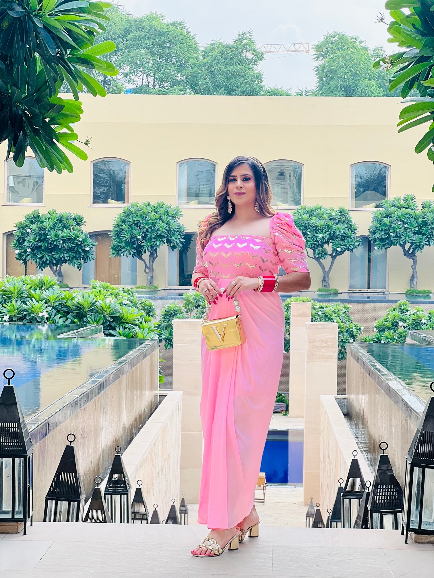 Baby Pink Karwachauth Drape