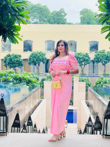 Baby Pink Karwachauth Drape