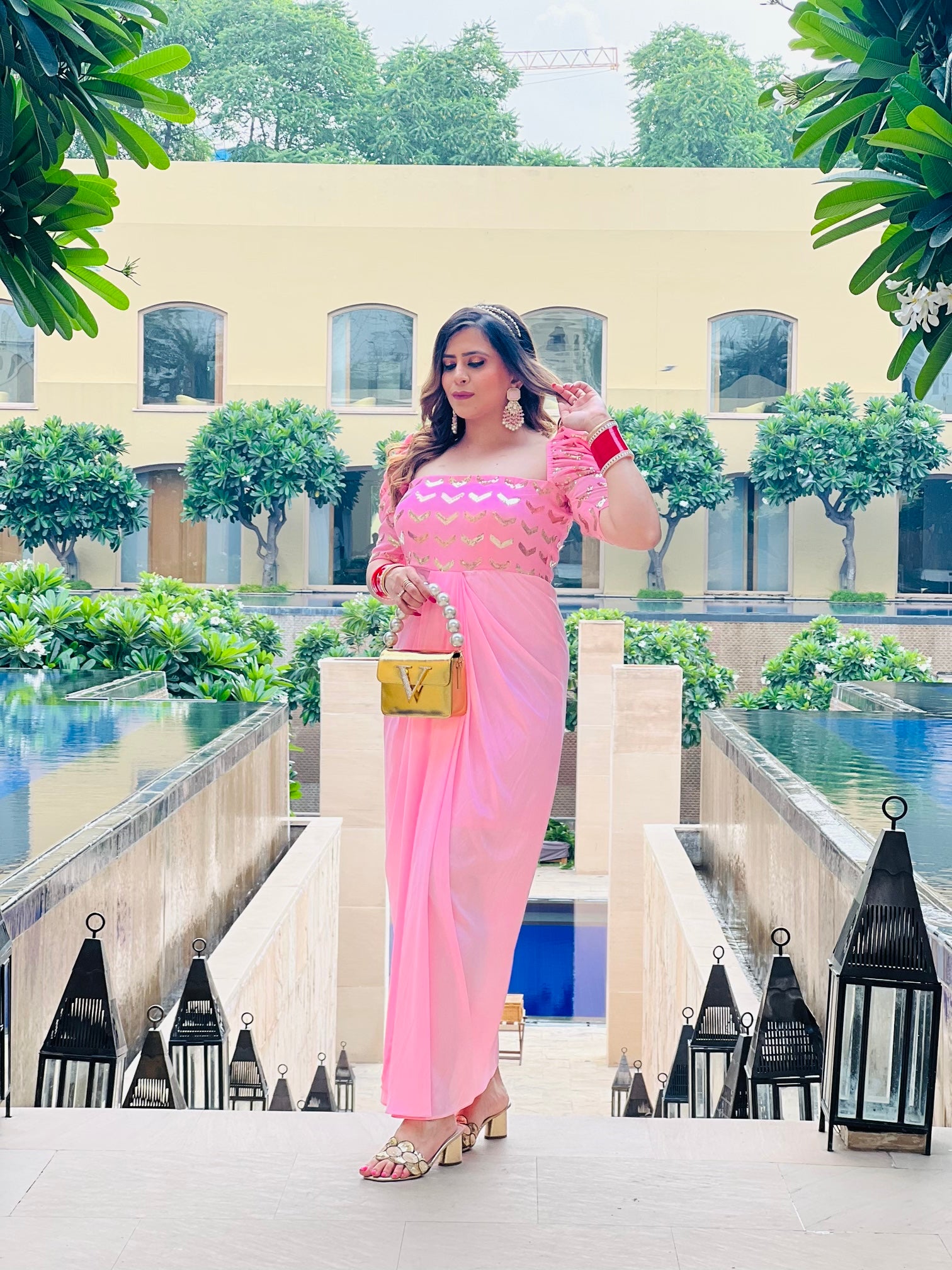 Baby Pink Karwachauth Drape