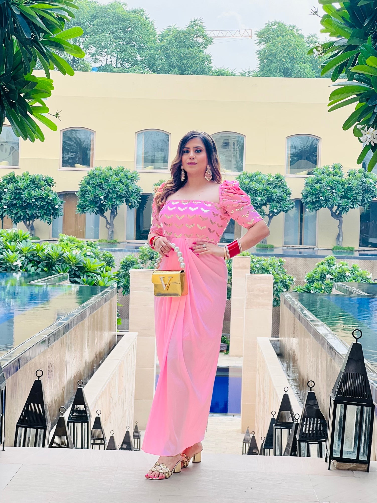 Baby Pink Karwachauth Drape