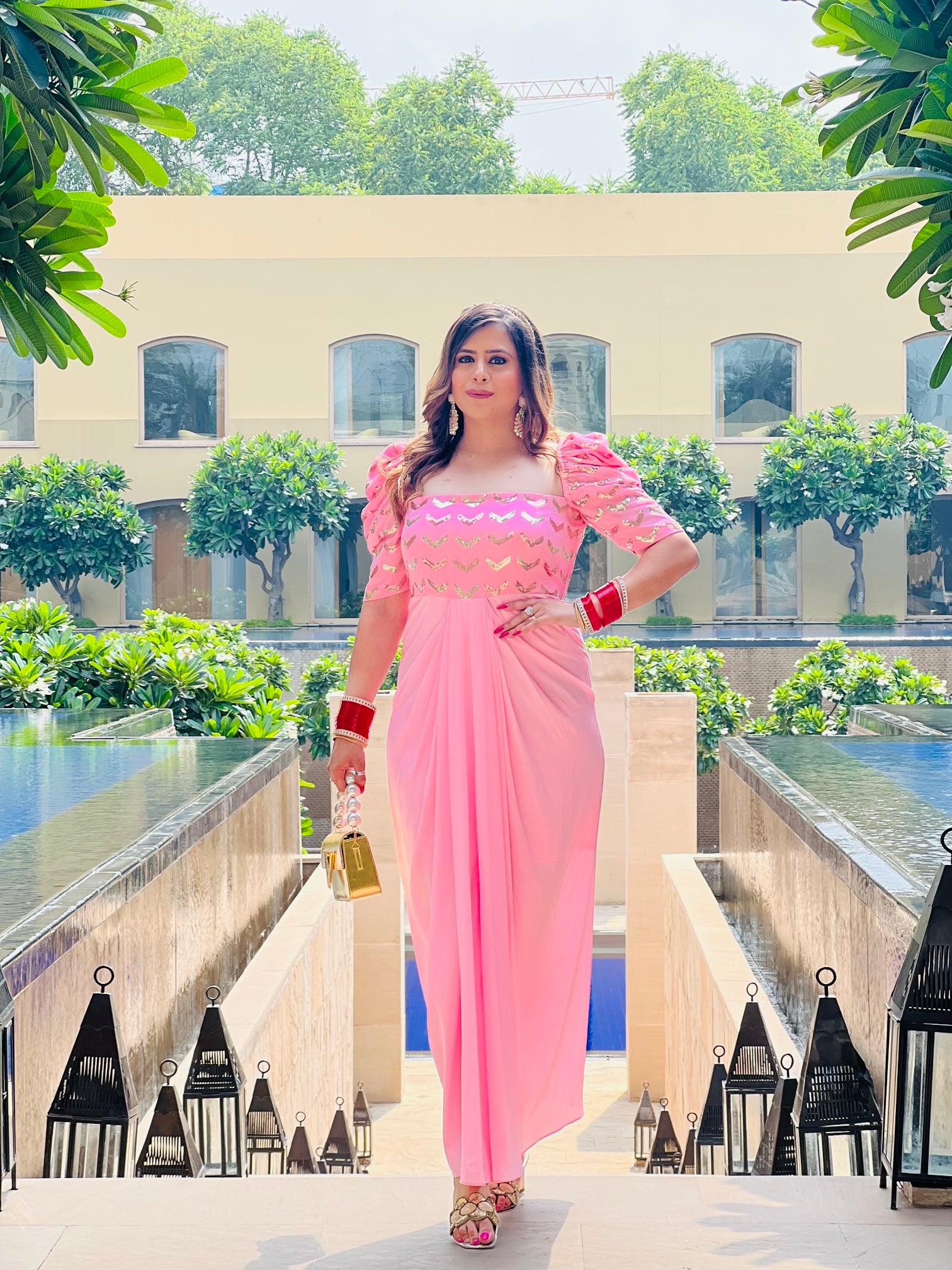 Baby Pink Karwachauth Drape