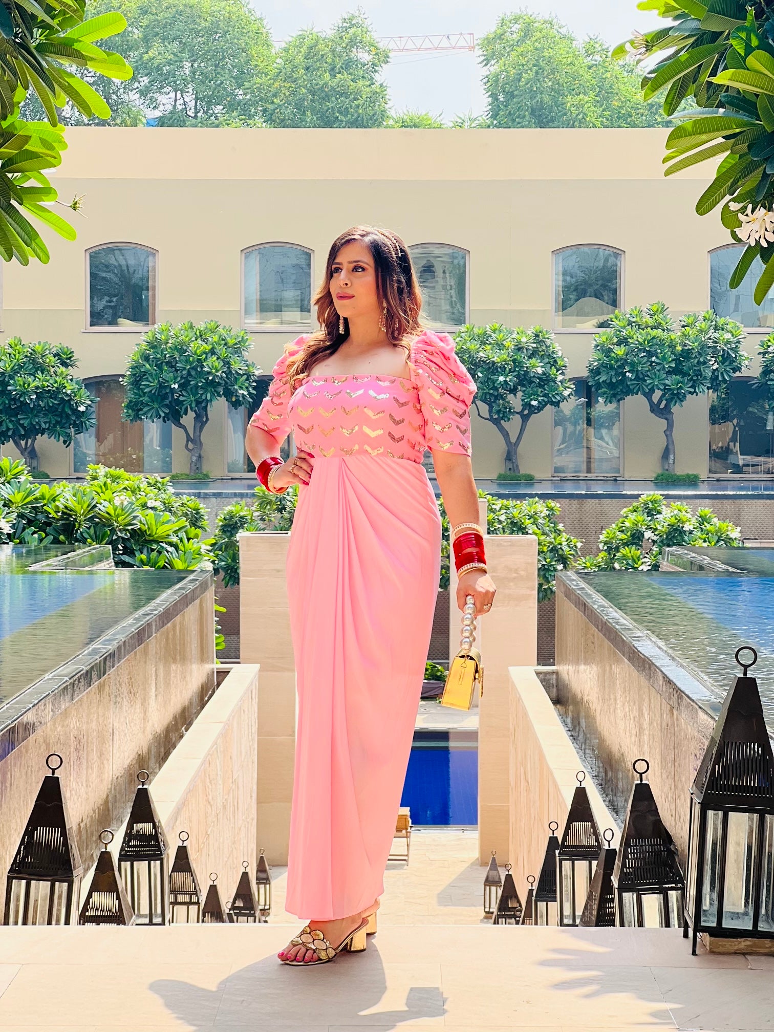 Baby Pink Karwachauth Drape