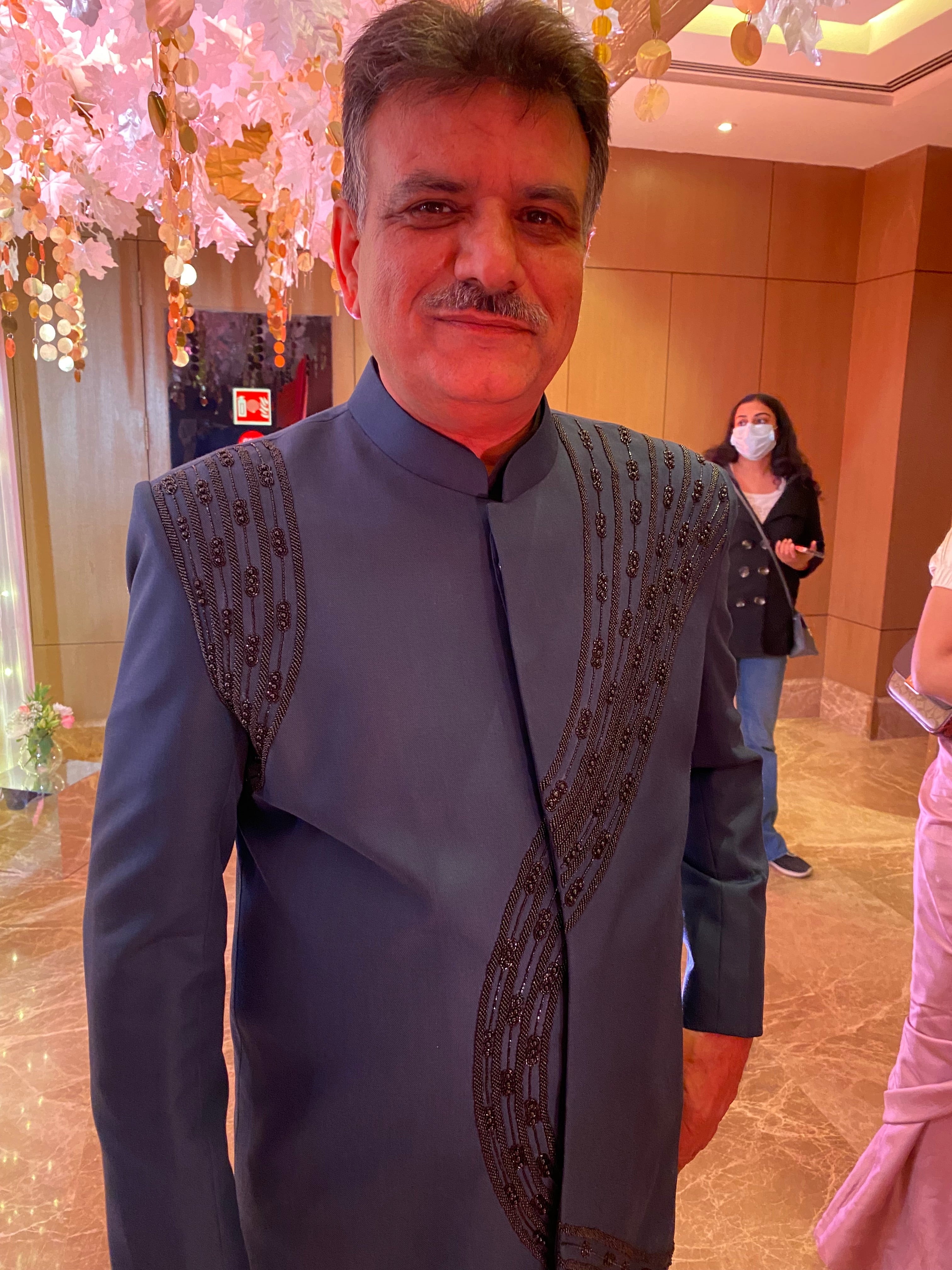Menswear Blue Embroidered Indo Western