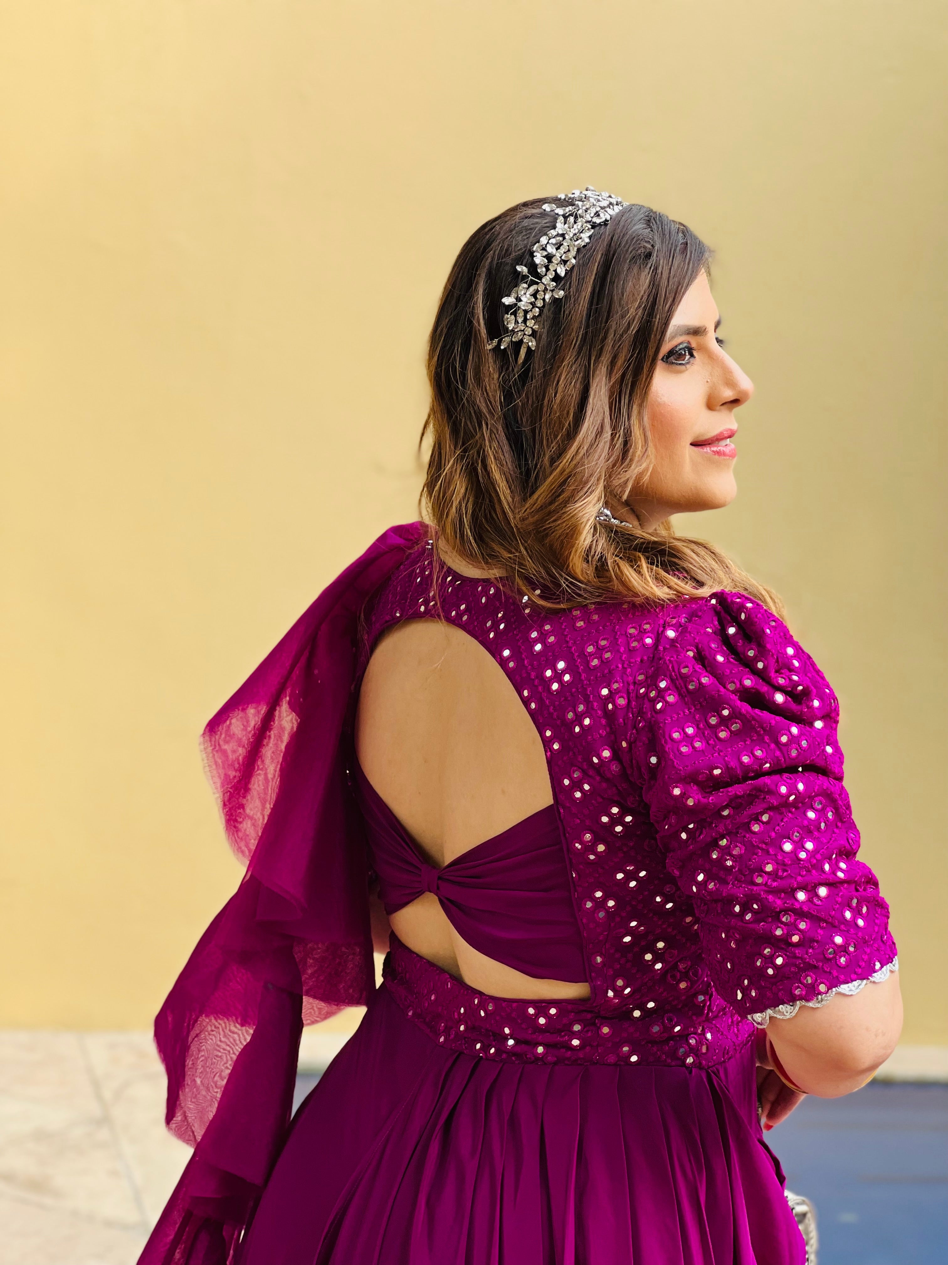 Purple Karvachauth Drape