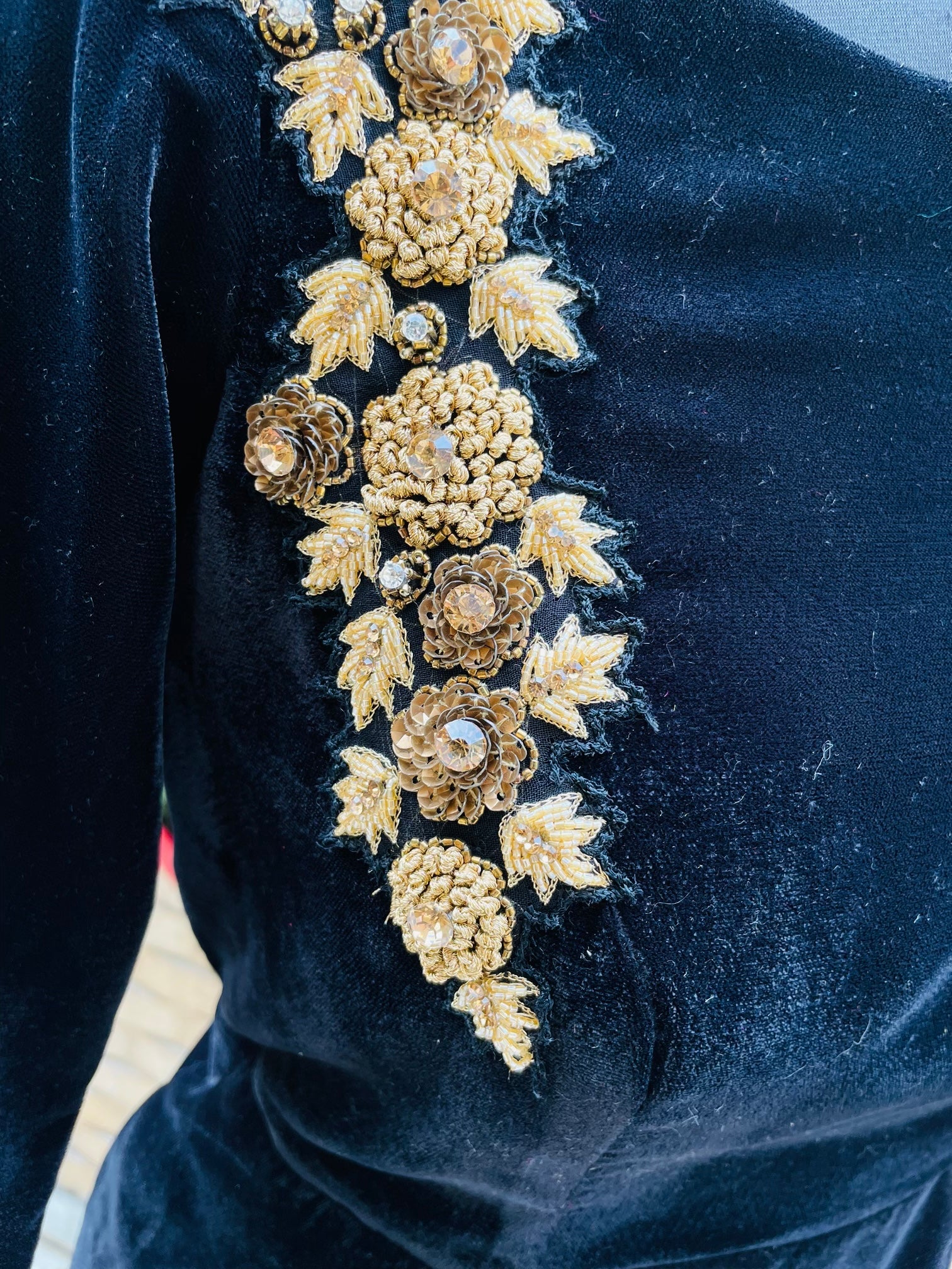 Black Velvet Embroidered gown