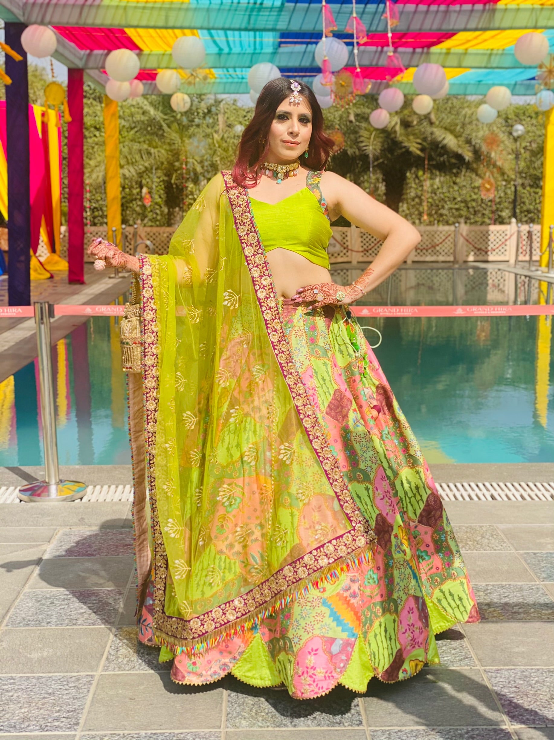 Pista Green Silk Lehenga