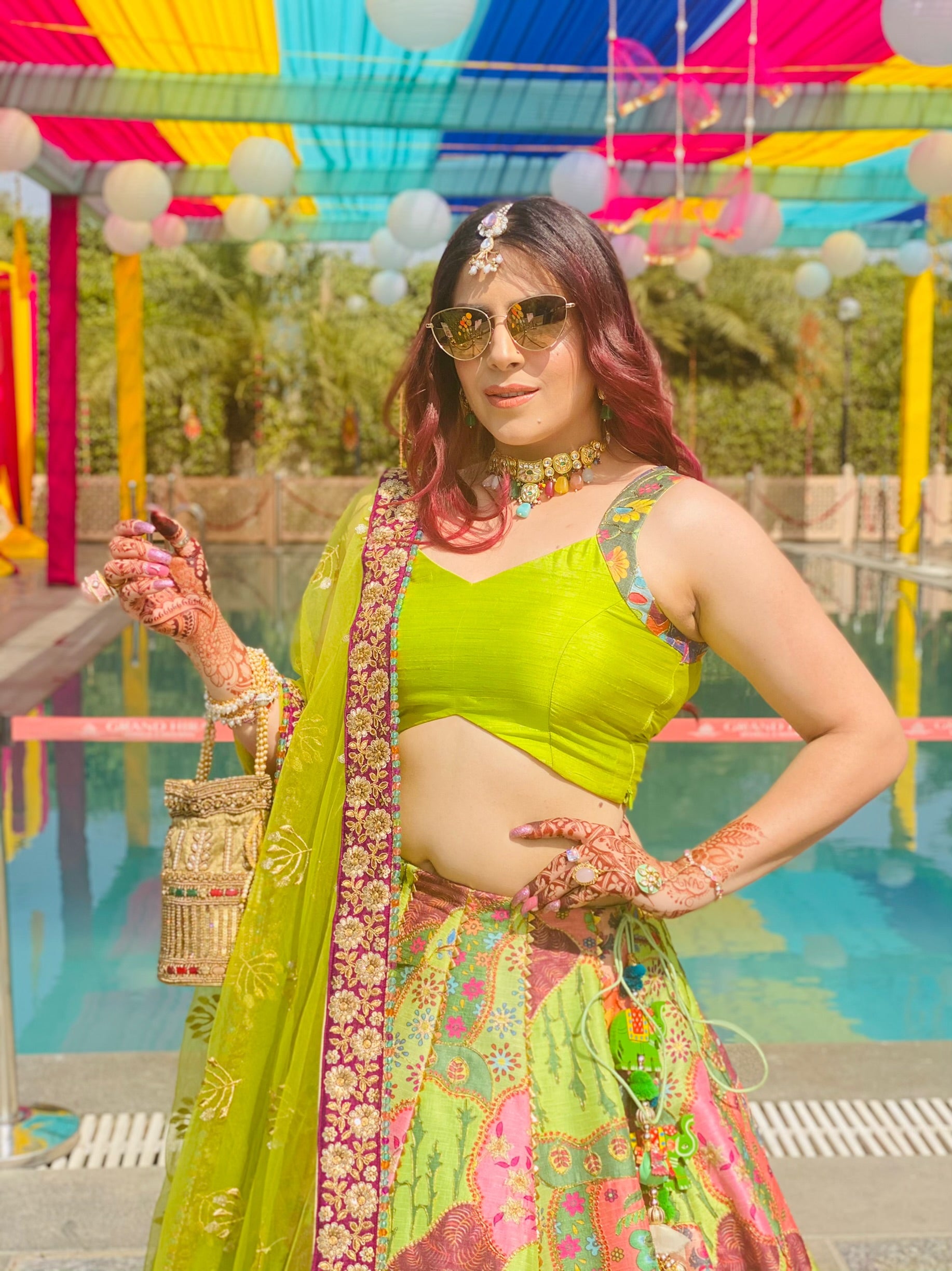 Pista Green Silk Lehenga