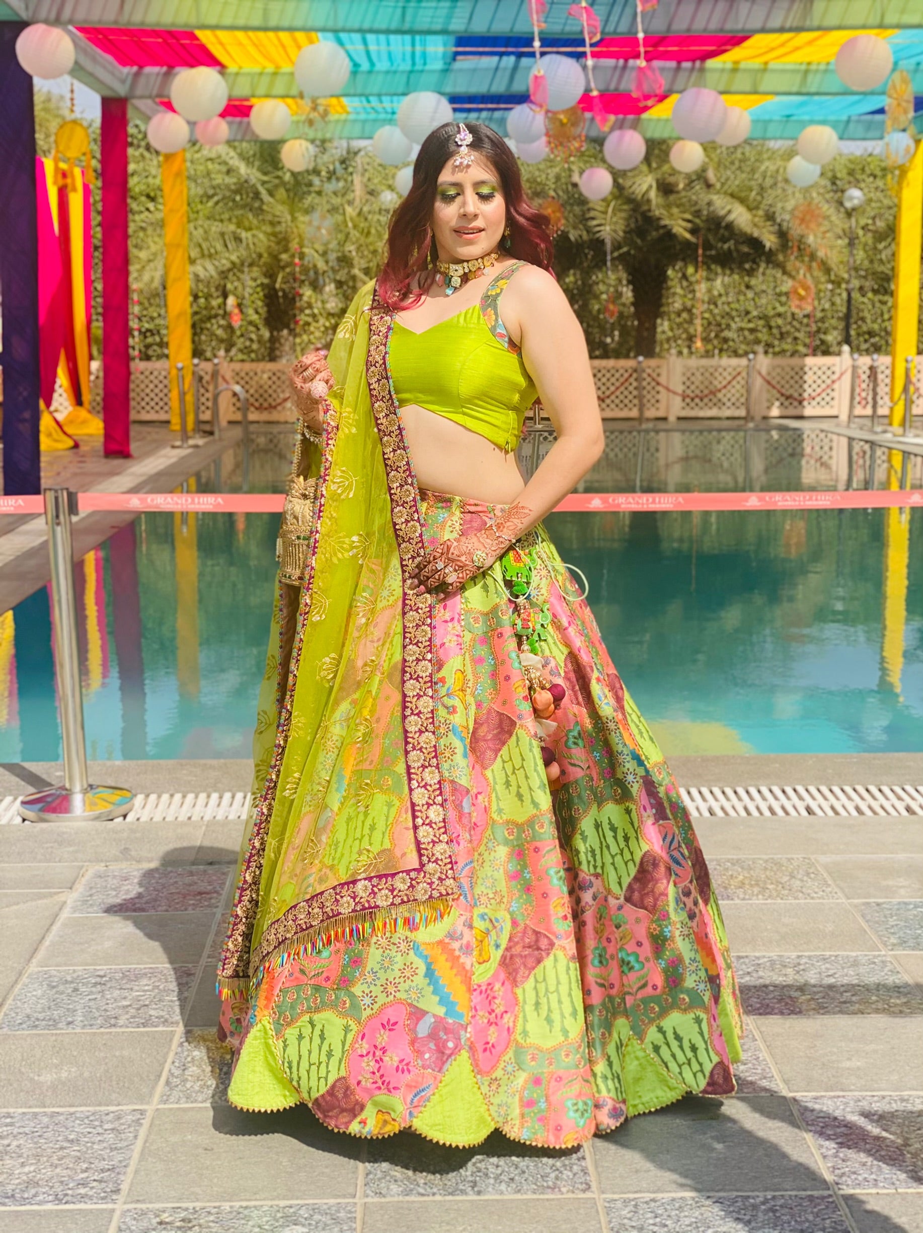 Pista Green Silk Lehenga
