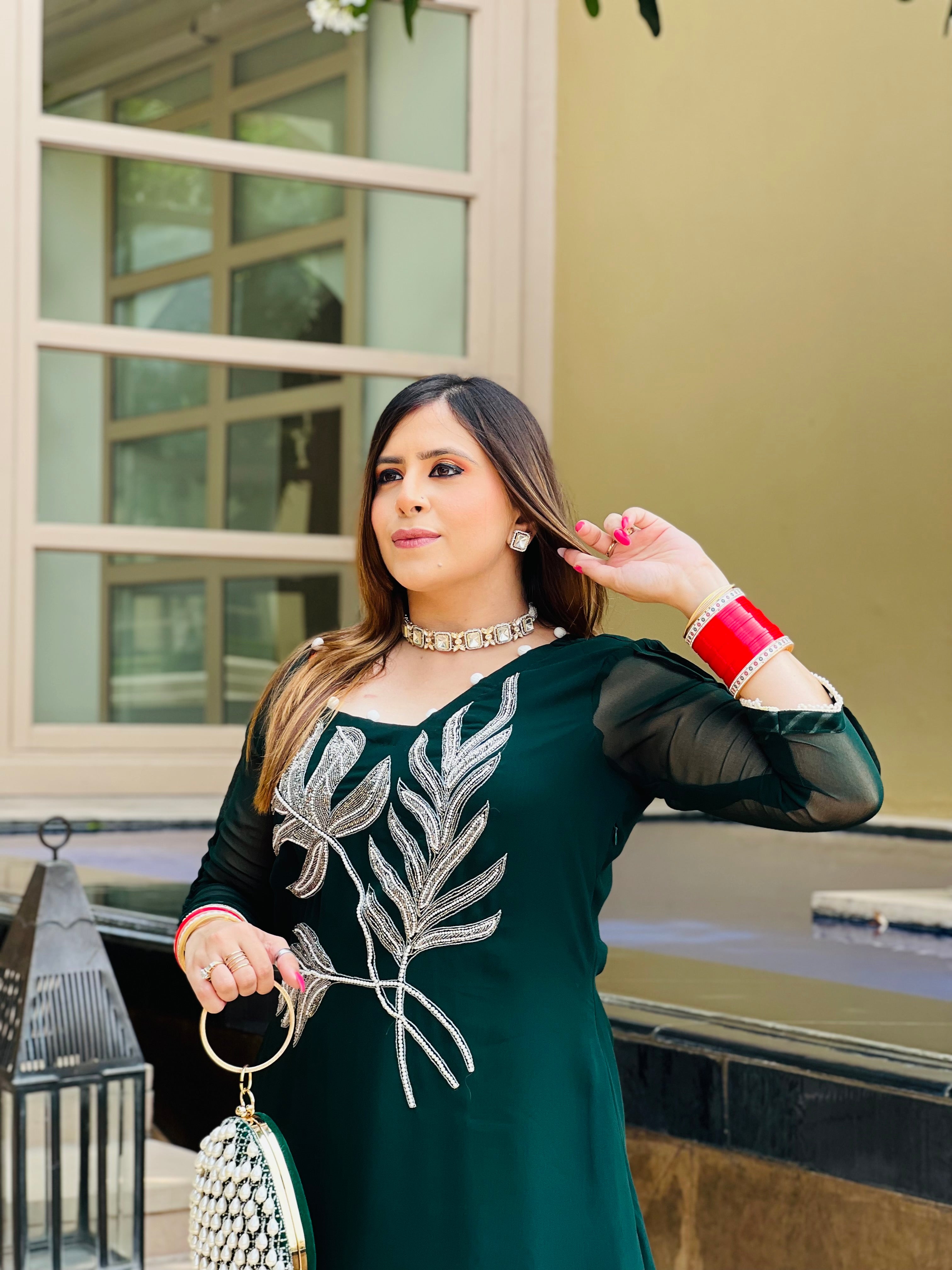 Green Leheriya Suit With Dhoti