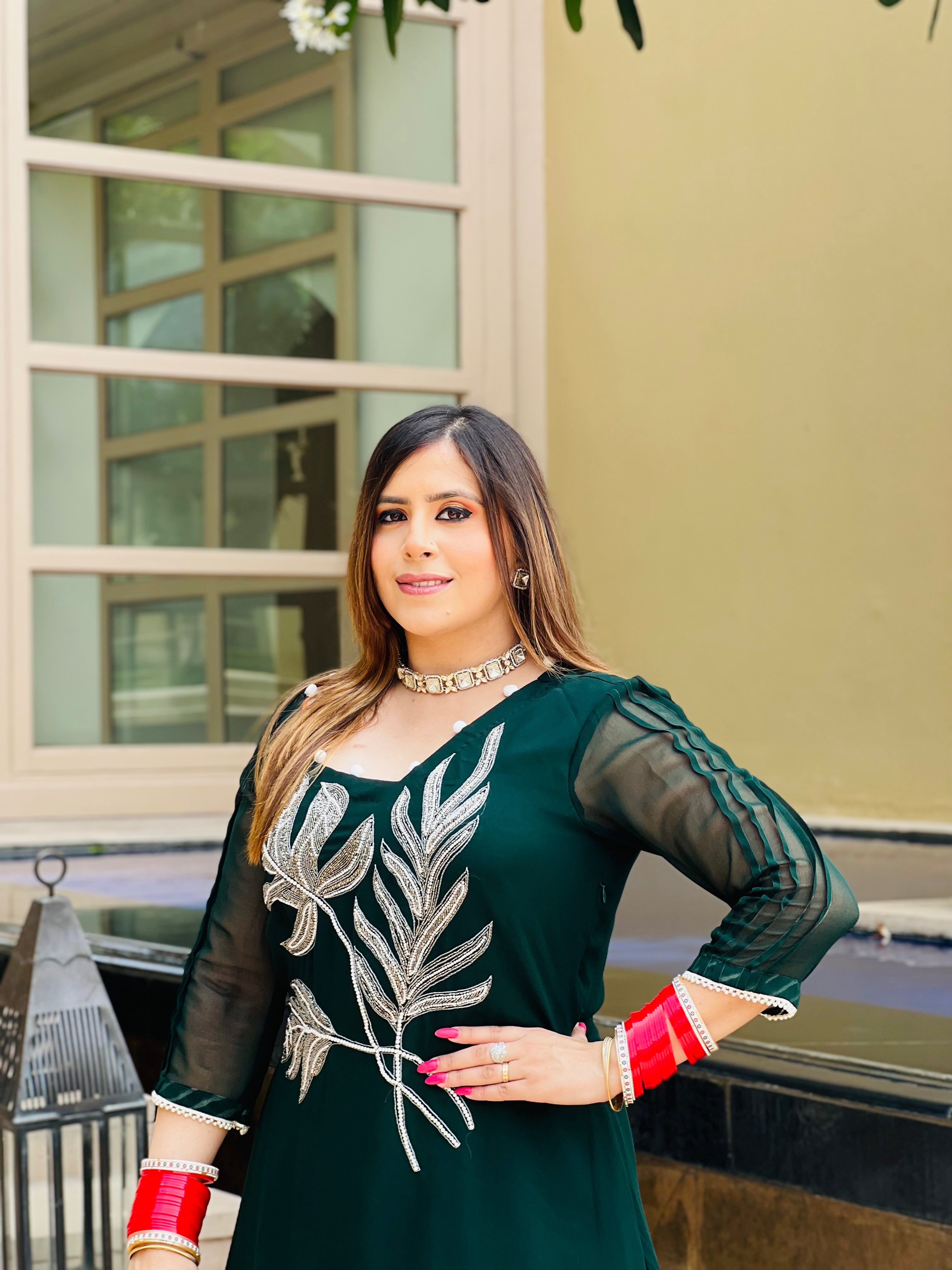 Green Leheriya Suit With Dhoti