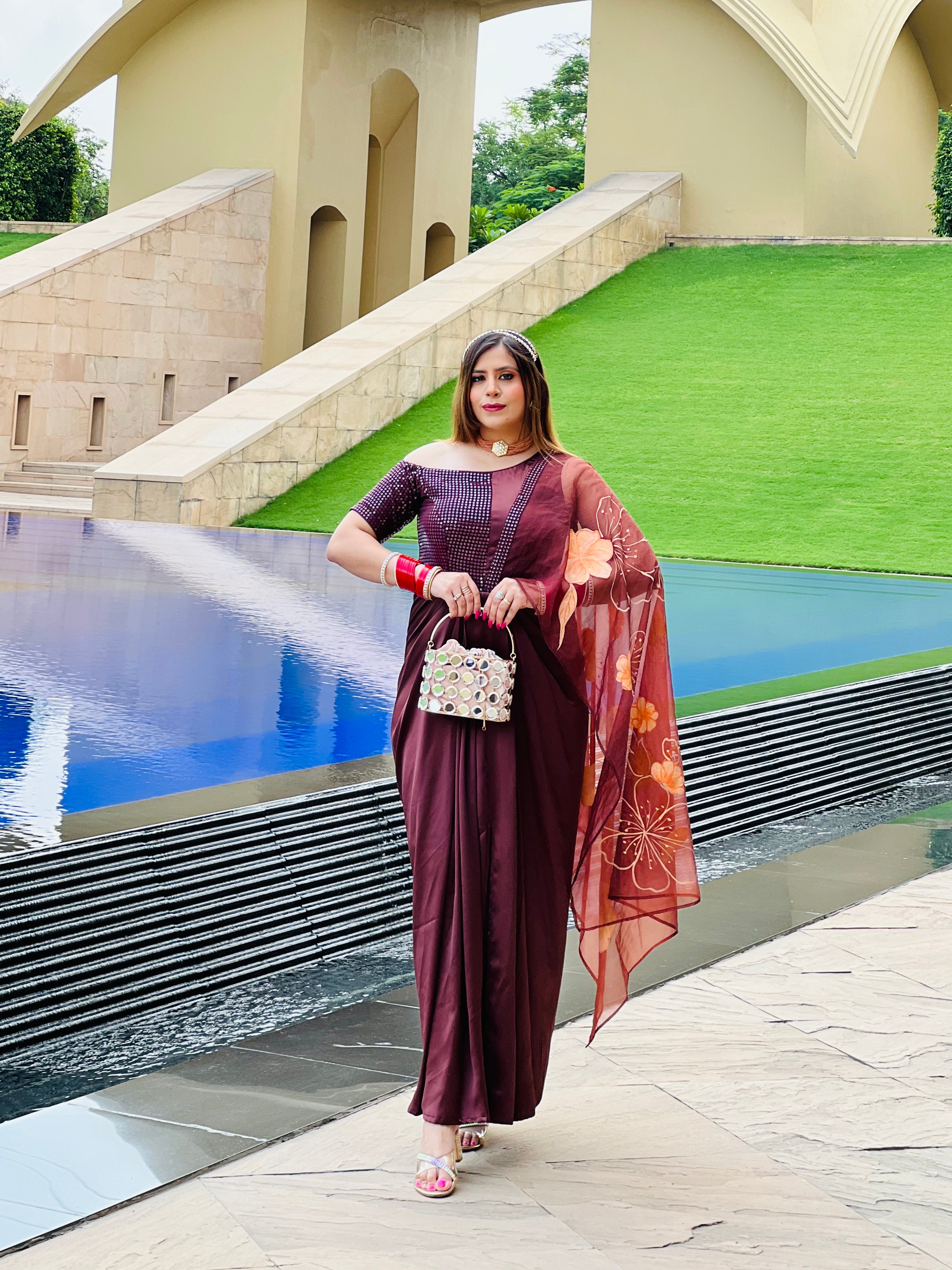 Maroon Color Pleating Look Designer Saree With Matching Blouse Be the first  to review this product in Mumbai at best price by kreeva com - Justdial
